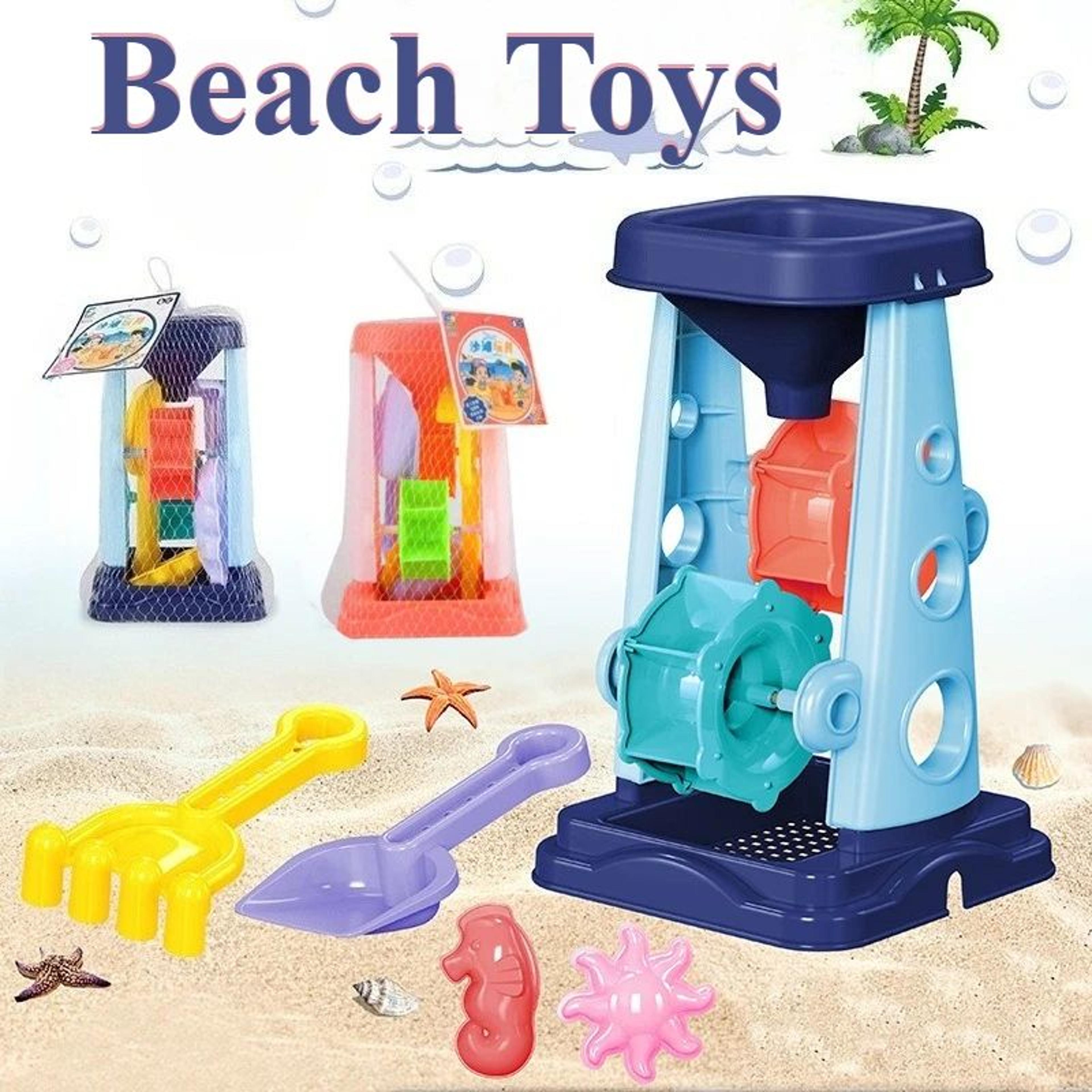 kids beach toy set sand play kit with bucket, wheel & molds for outdoor fun