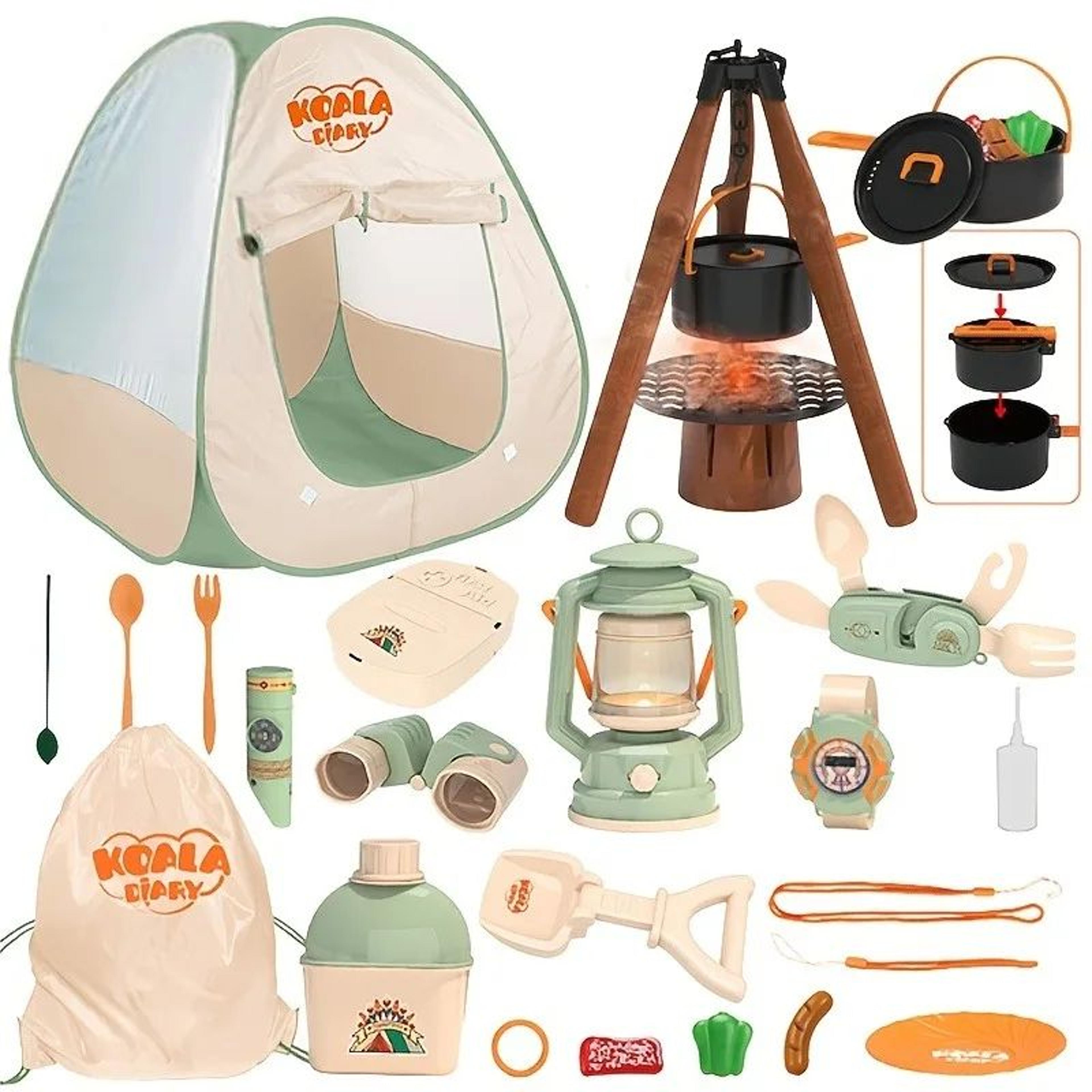adventure explorer kids camping set with tent & gear