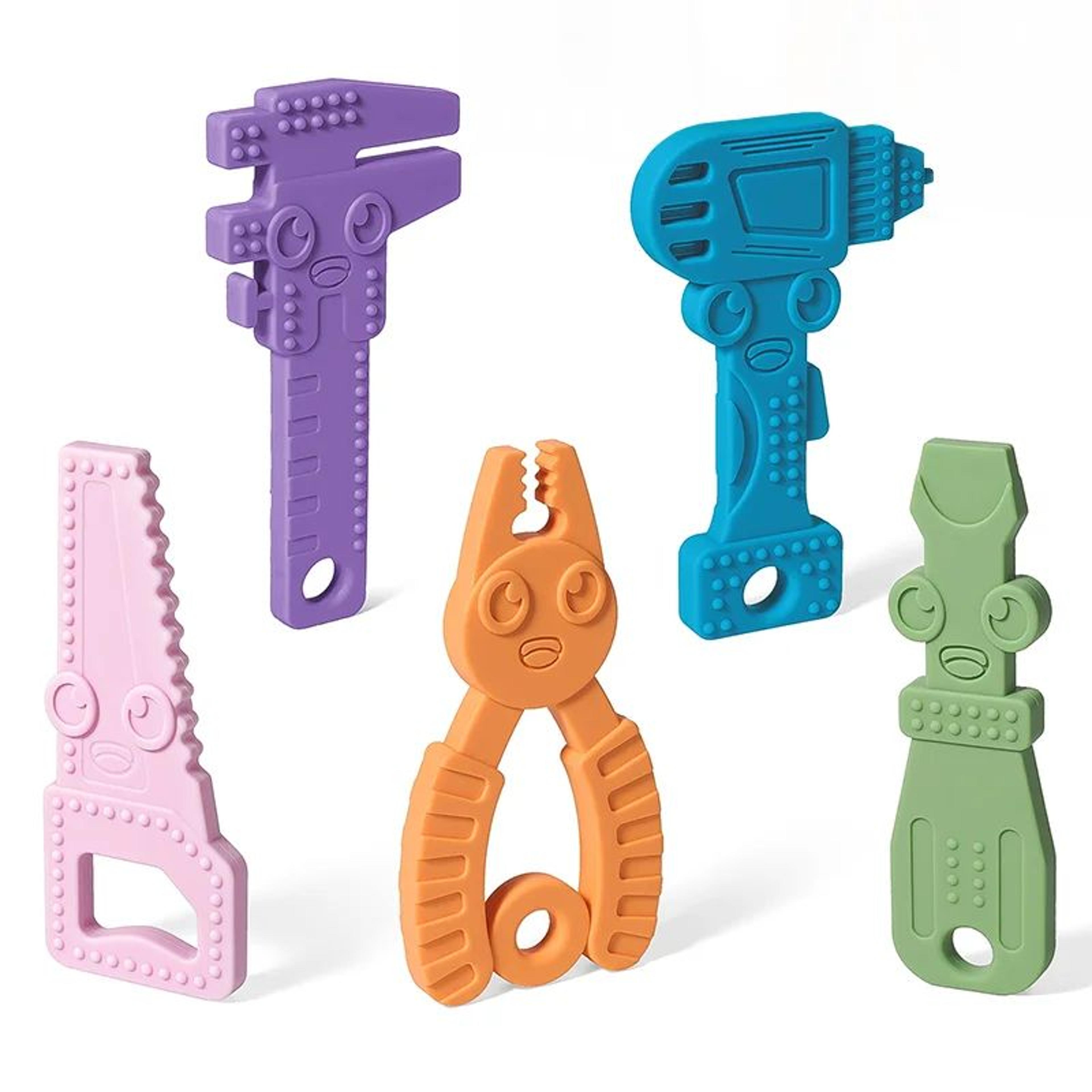 baby silicone teether wrench set – food grade safe chewing toy for infants