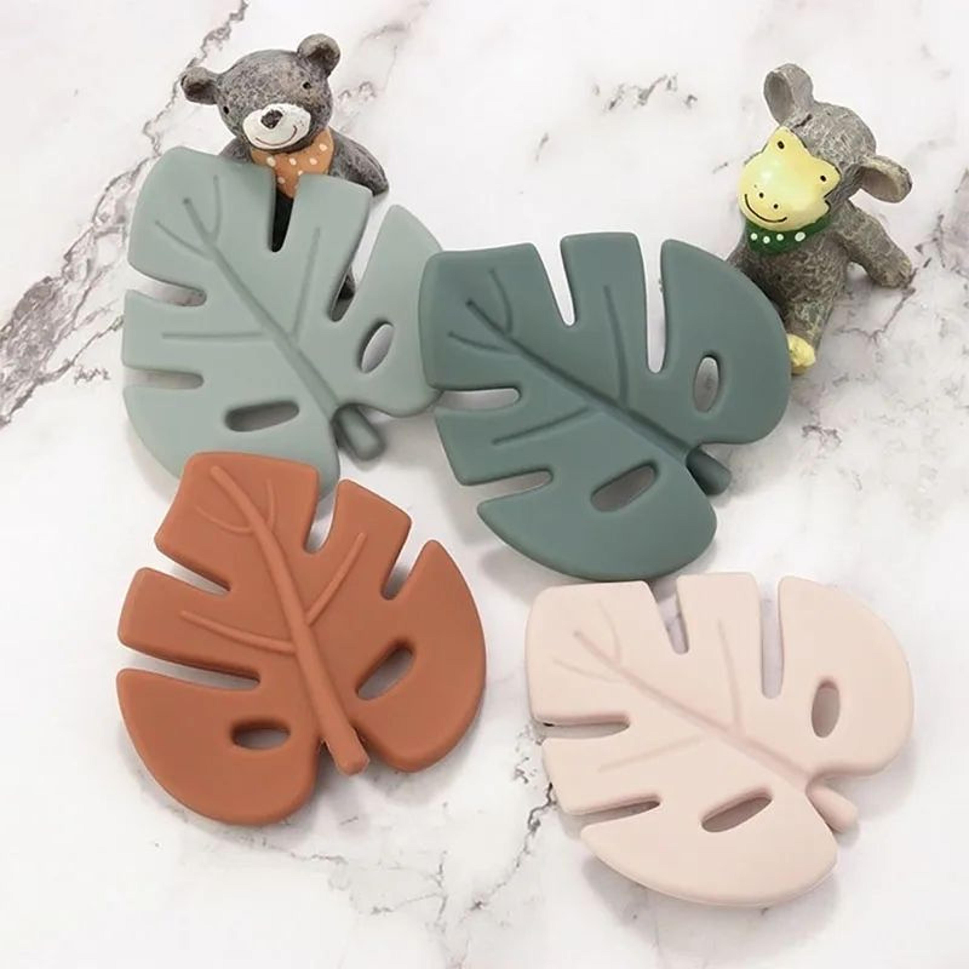 softleaf silicone baby teether set – bpa-free leaf teething beads for soothing relief