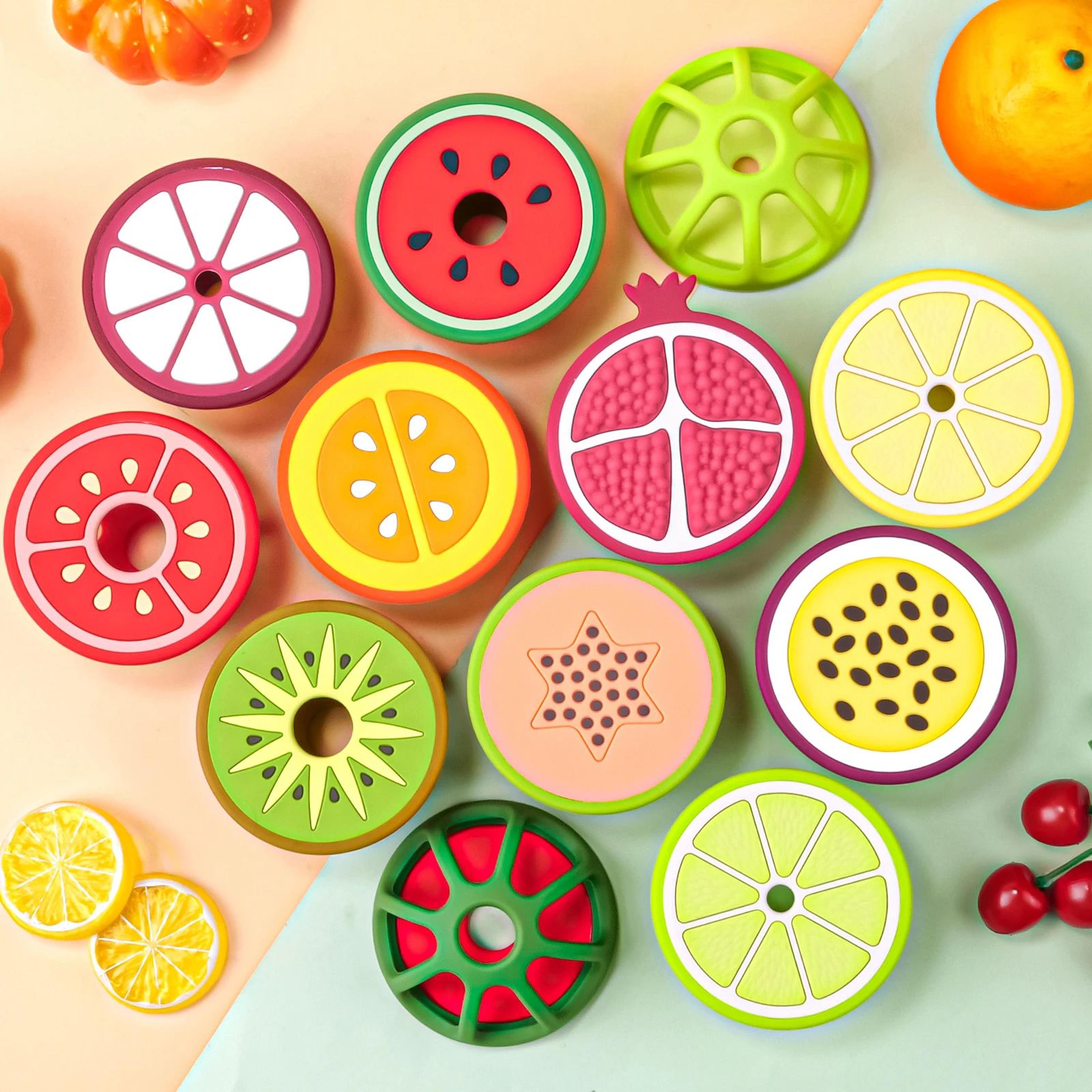 fruit shape silicone baby teether for gentle gum relief & sensory play