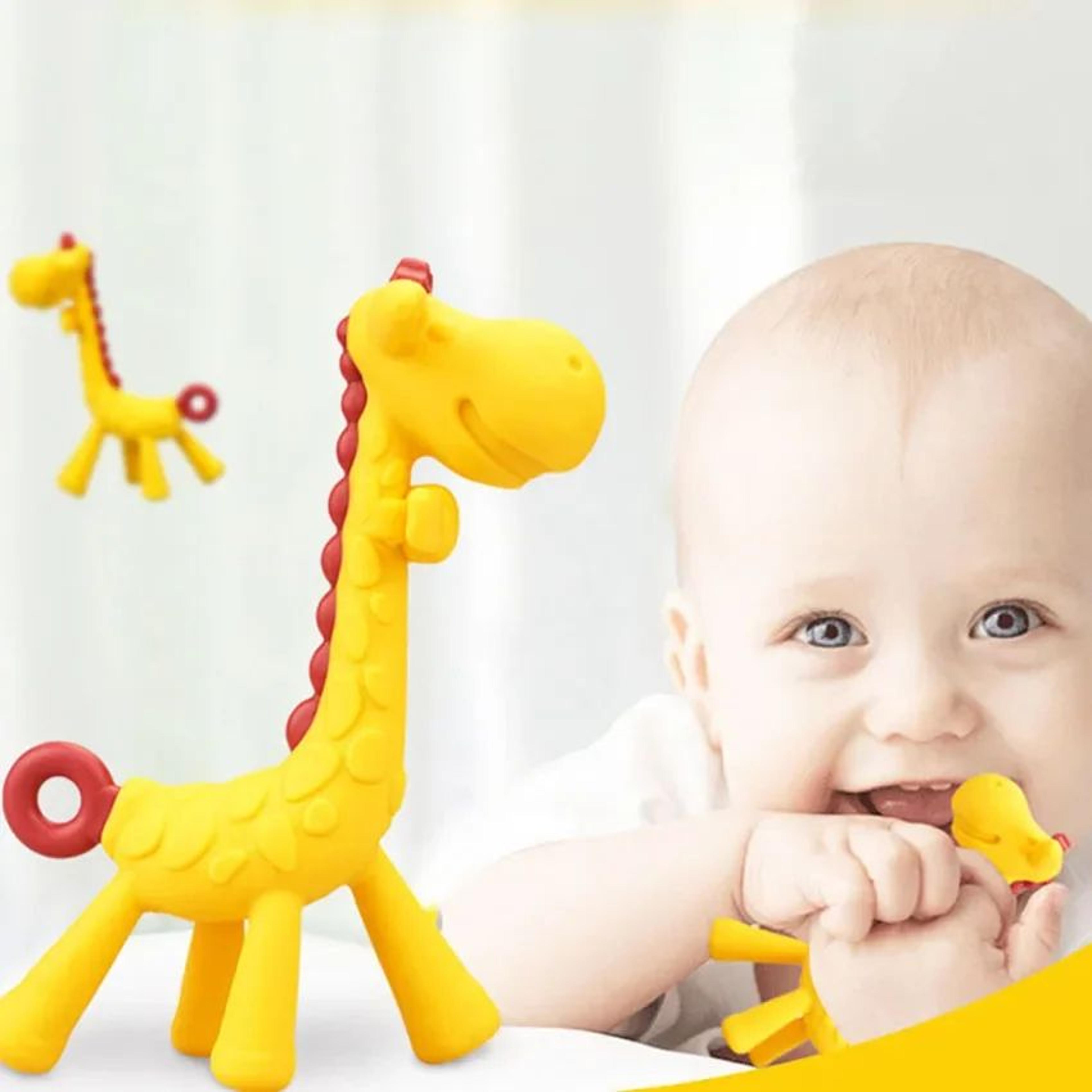 mamijoy silicone giraffe baby teether – bpa-free soothing teething toy
