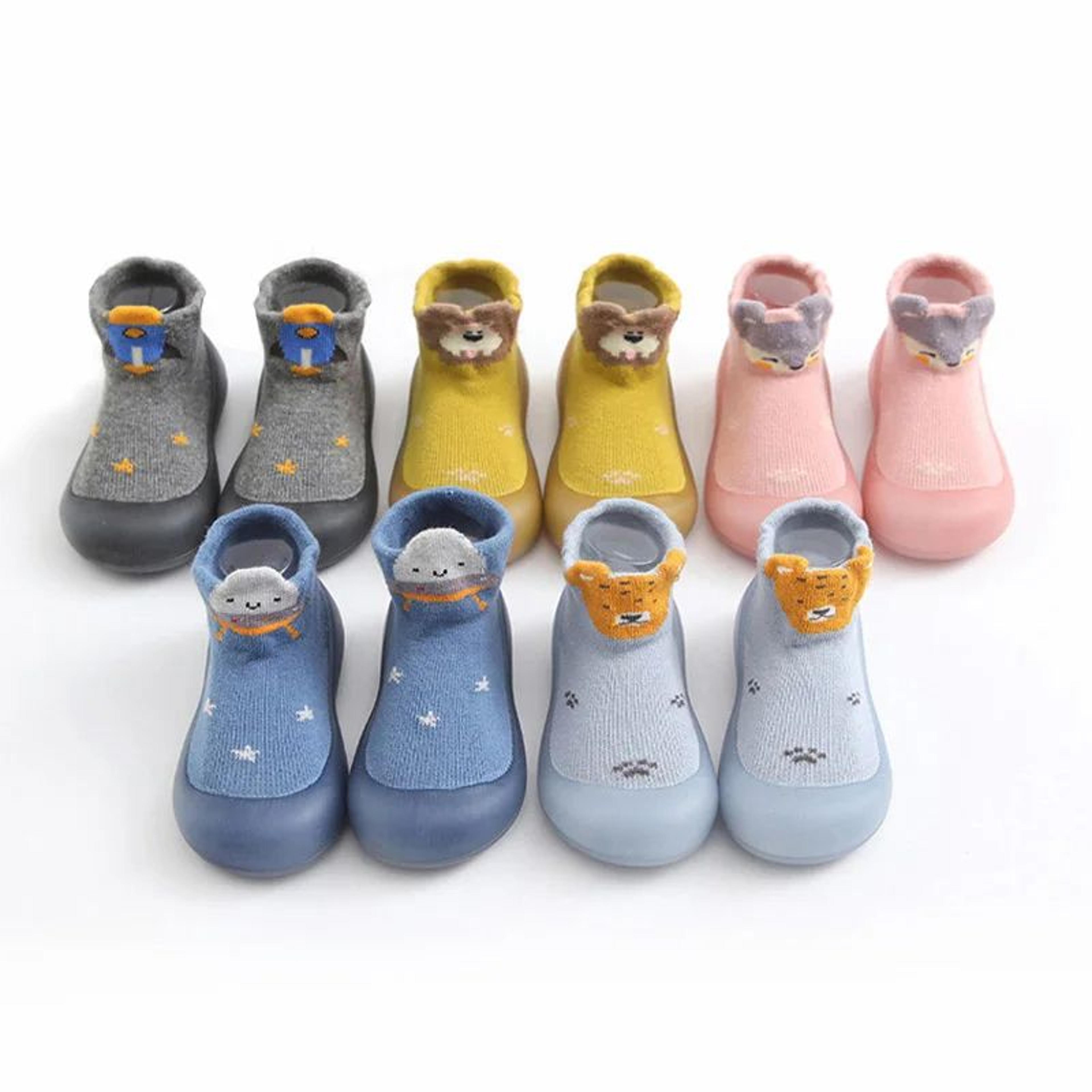 cartoon baby sock shoes for toddler first walkers with non-slip rubber sole