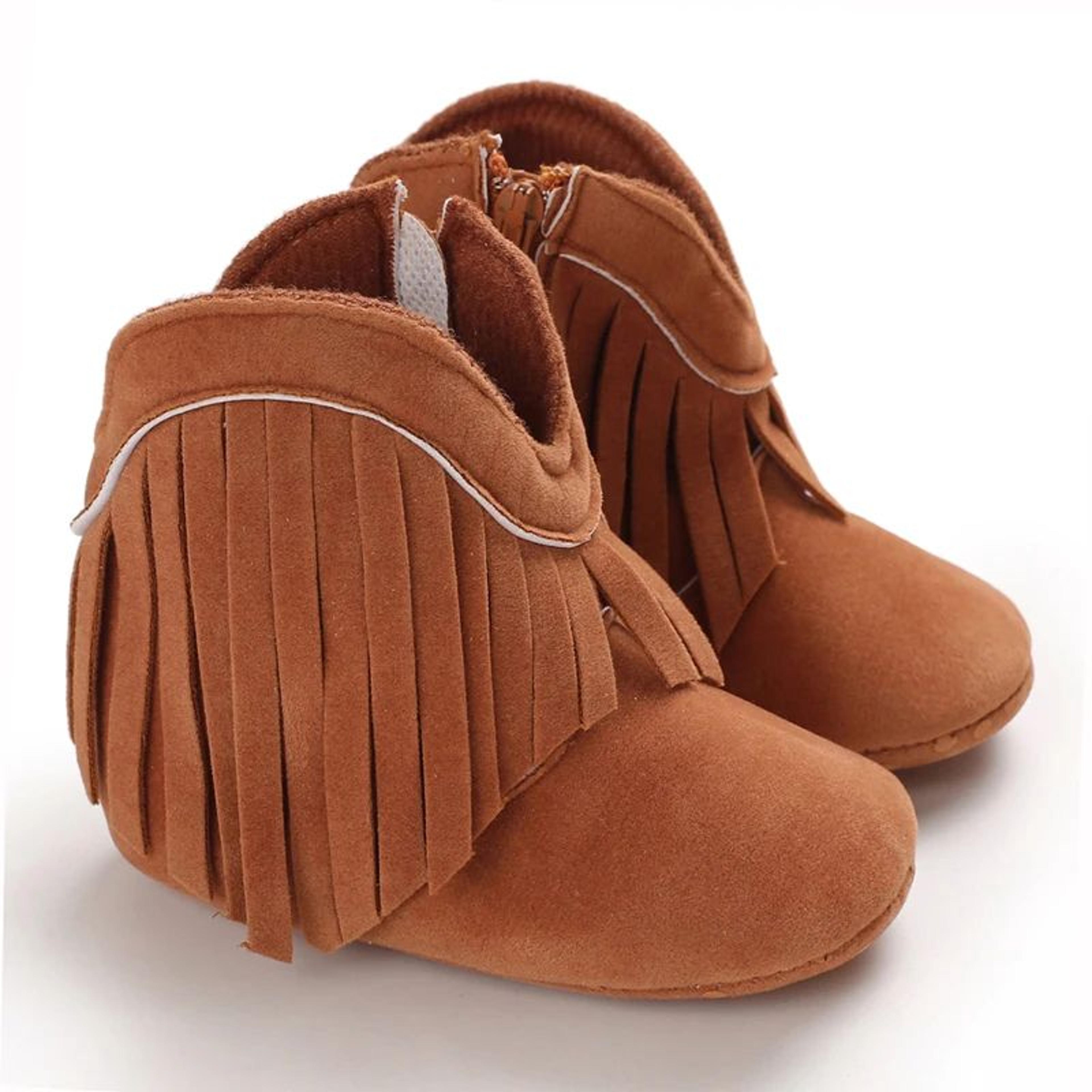 cozy tassel baby boots – soft sole infant walking shoes for winter comfort