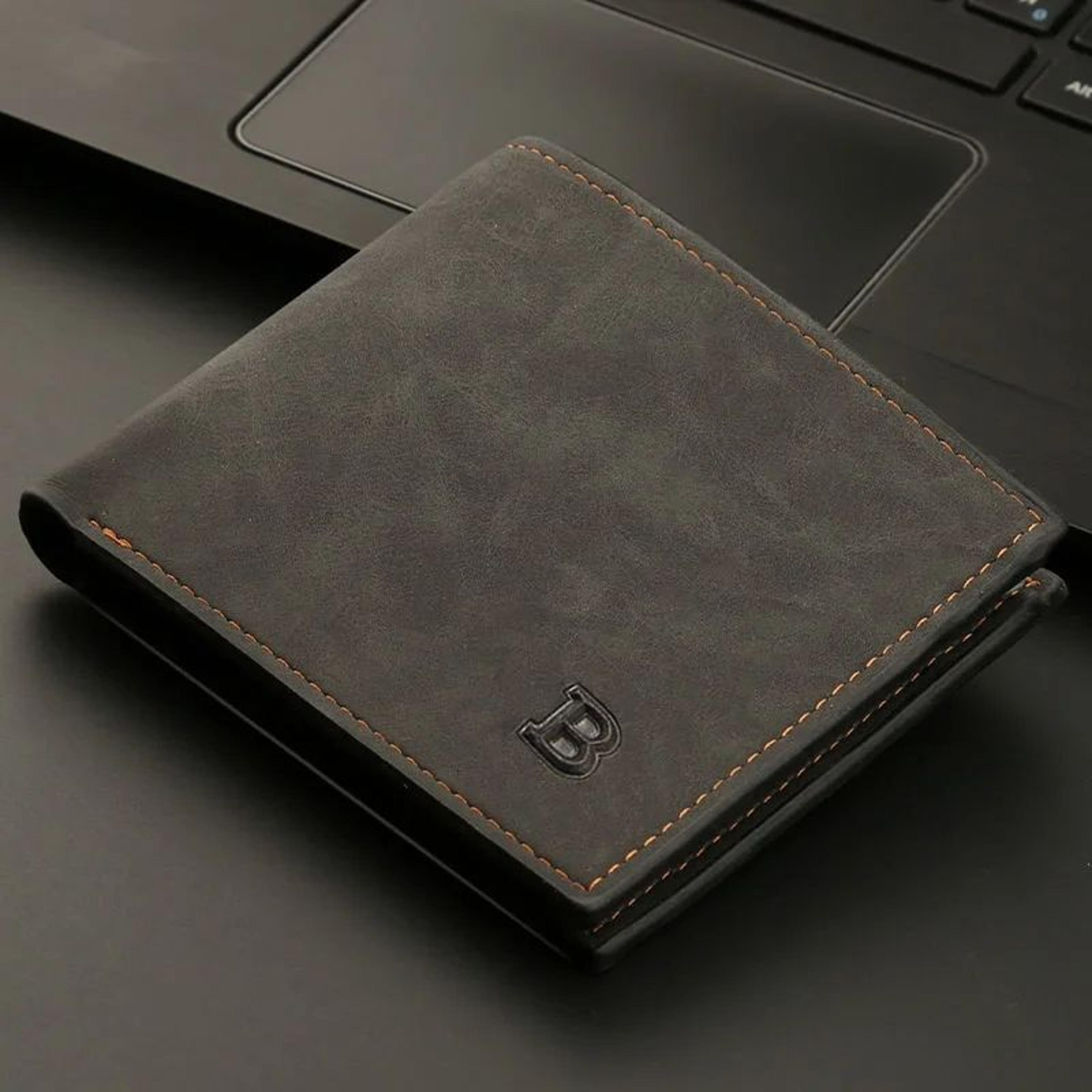 vintage slim leather wallet with zipper coin pocket for men