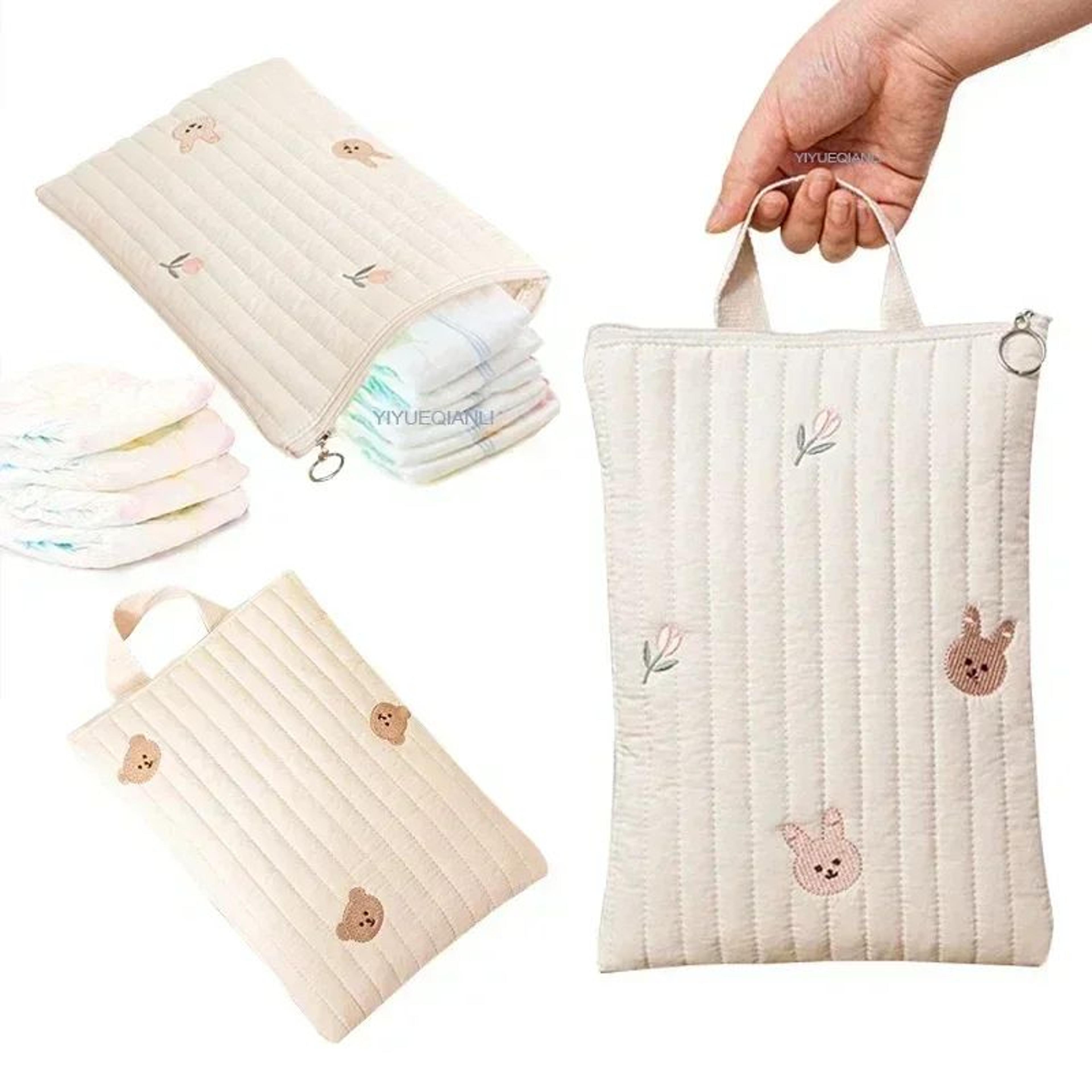 cotton bear embroidered baby diaper bag organizer for stroller & travel