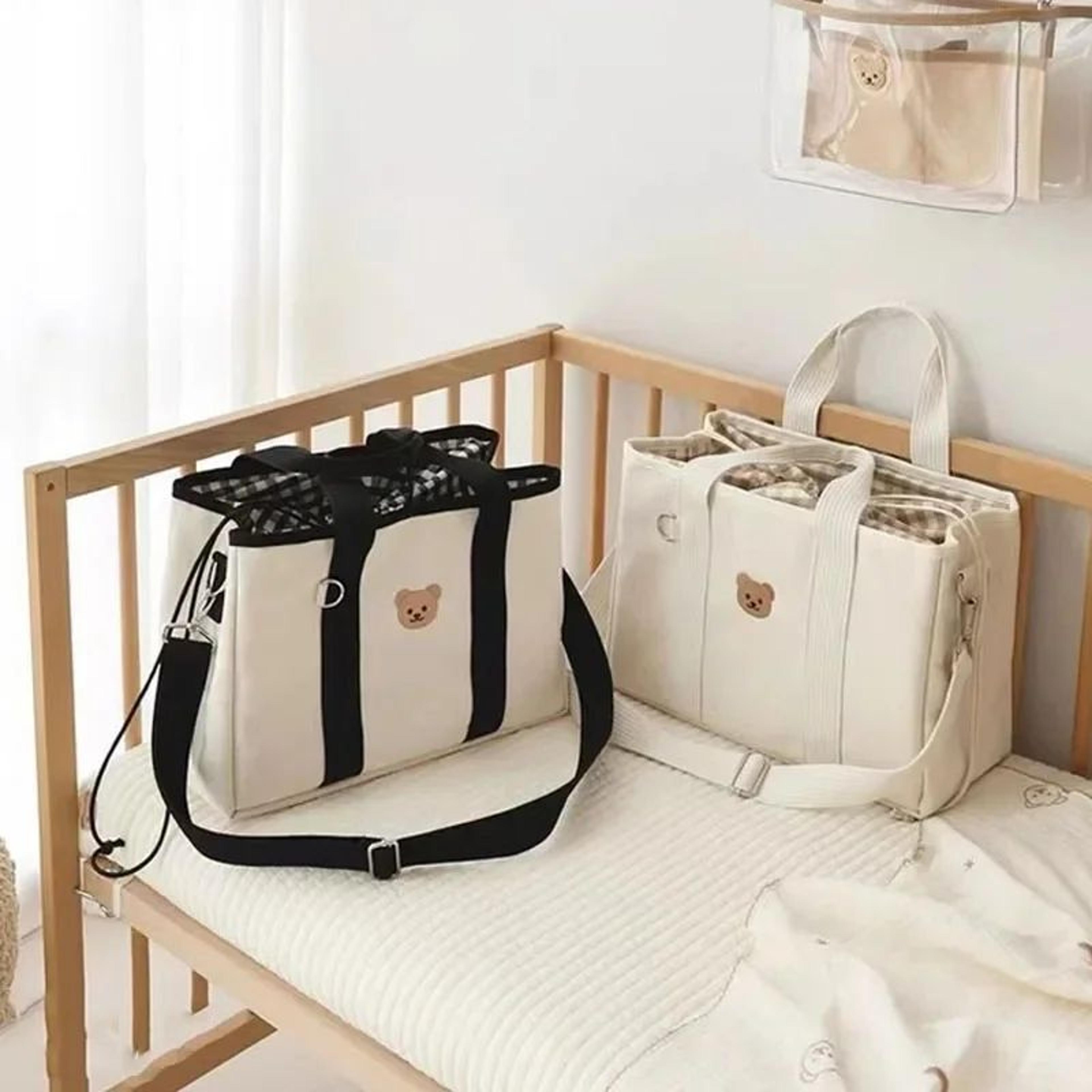 bear charm diaper bag tote for moms - large capacity maternity diaper bag with crossbody strap