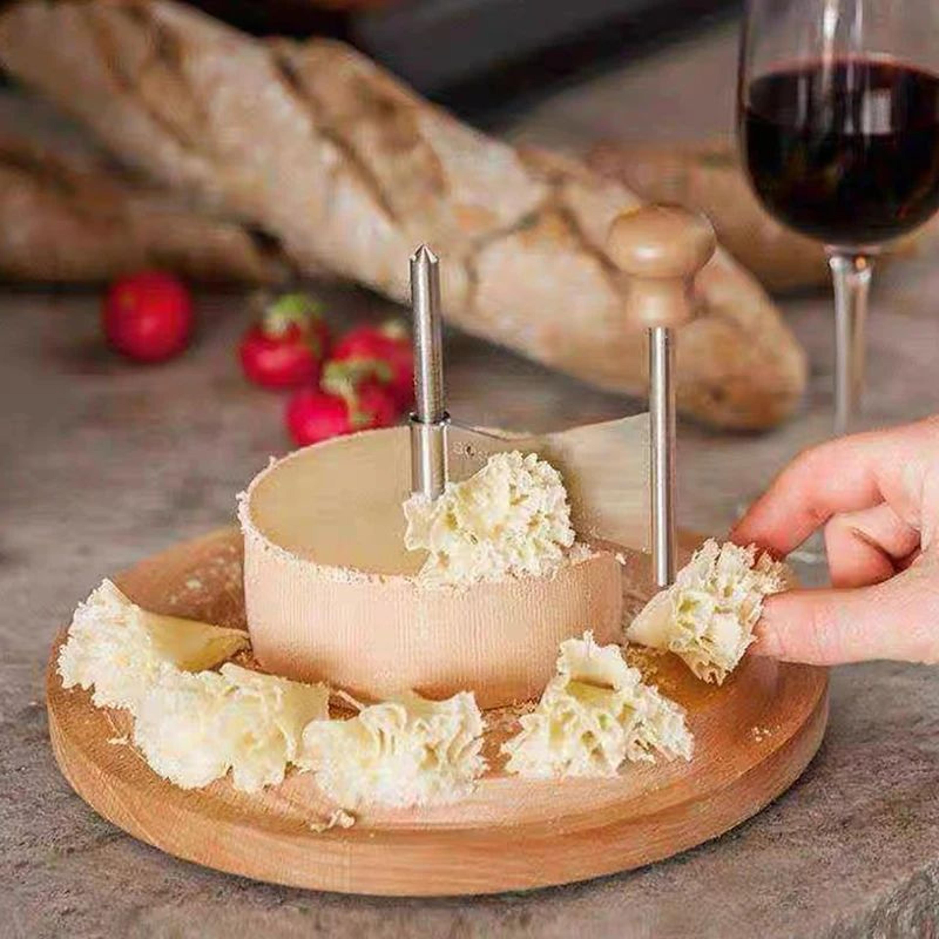 artisan wooden cheese curler and rotary cheese shaver for cheese flowers and chocolate curls