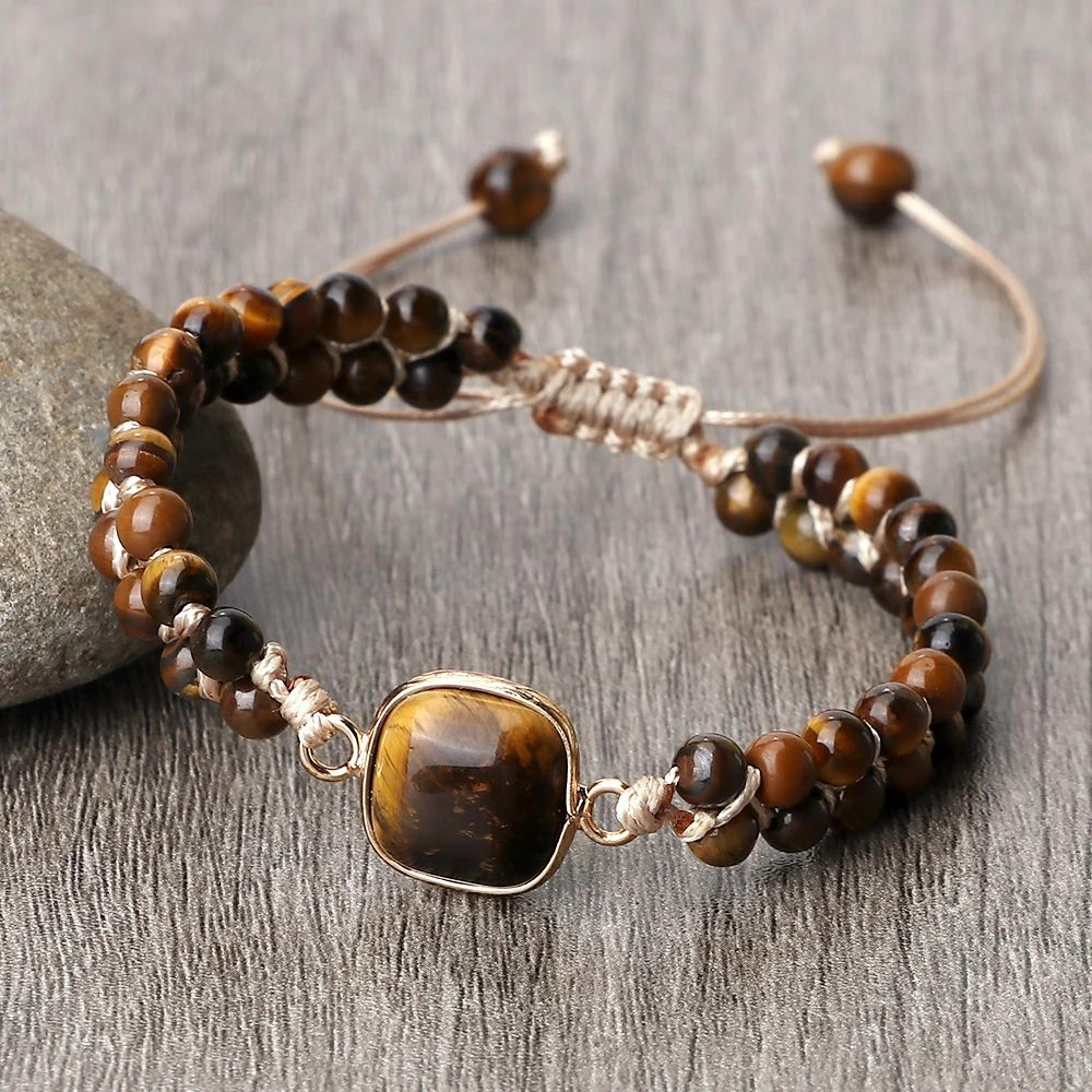tiger eye energy bracelet – handmade 4mm tiger eye bracelet for balance & bohemian style