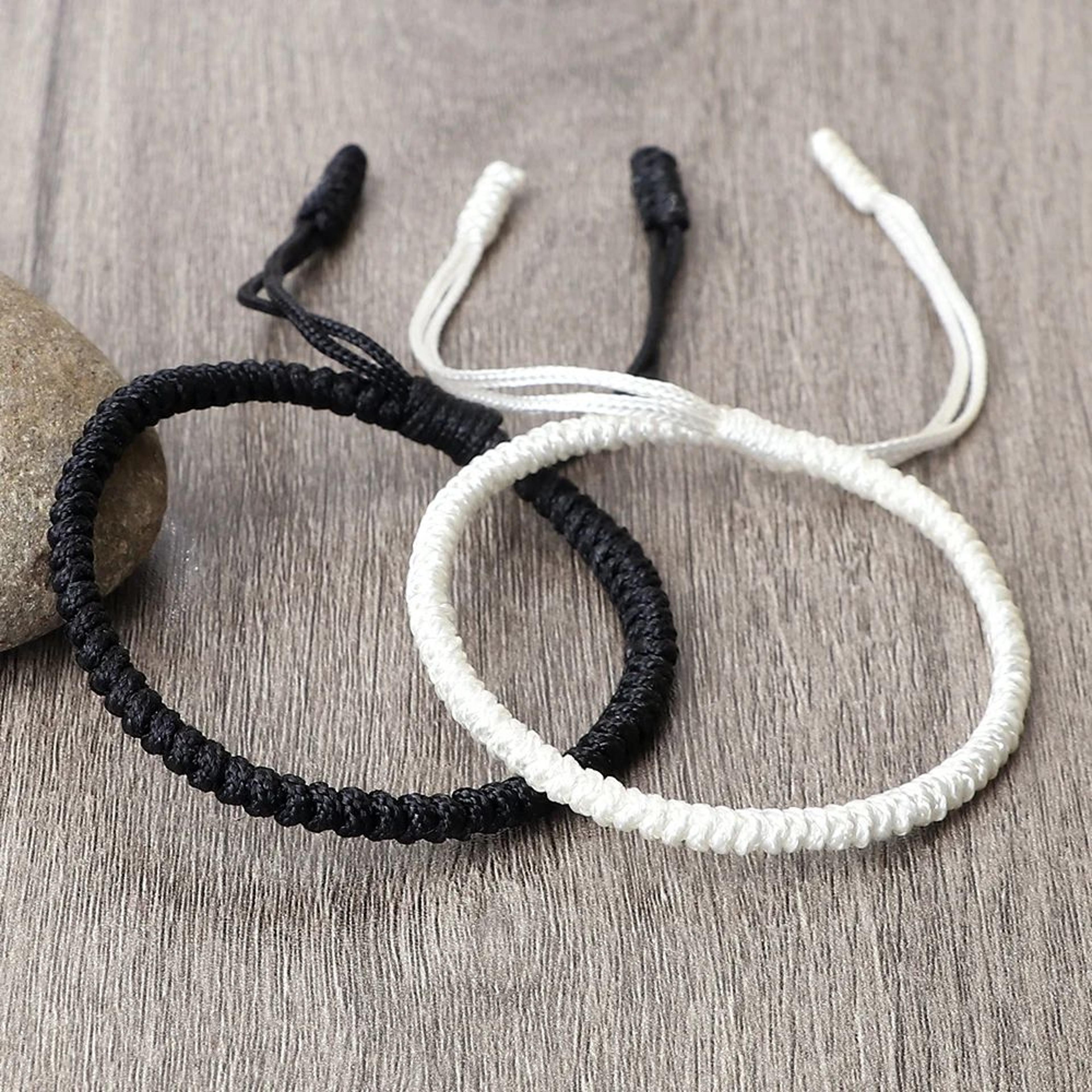 yin yang couple bracelets – adjustable handmade protection & love wristband set