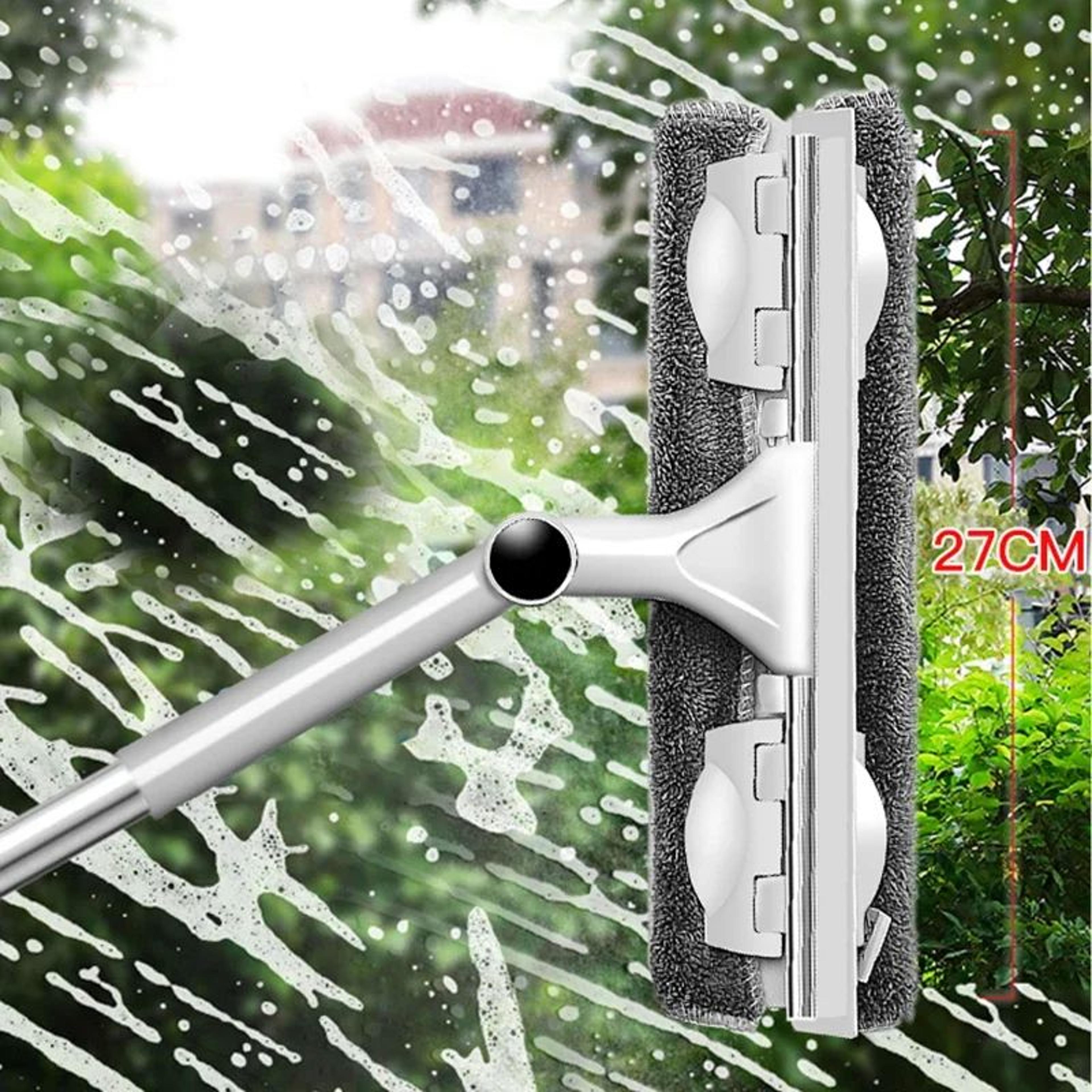 2-in-1 telescopic window cleaner tool with double-sided glass cleaning mop