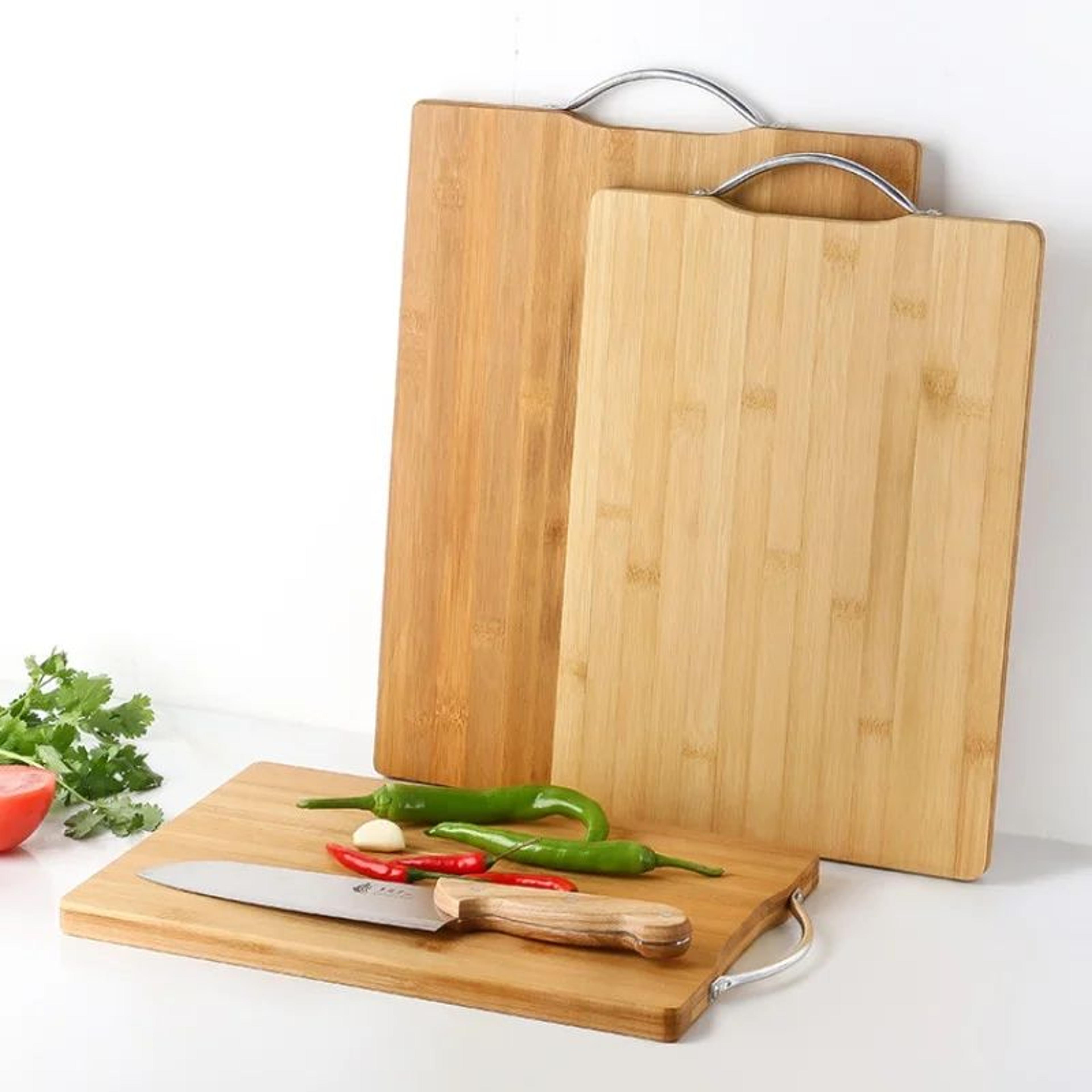 large bamboo cutting board for kitchen, double-sided wood chopping board