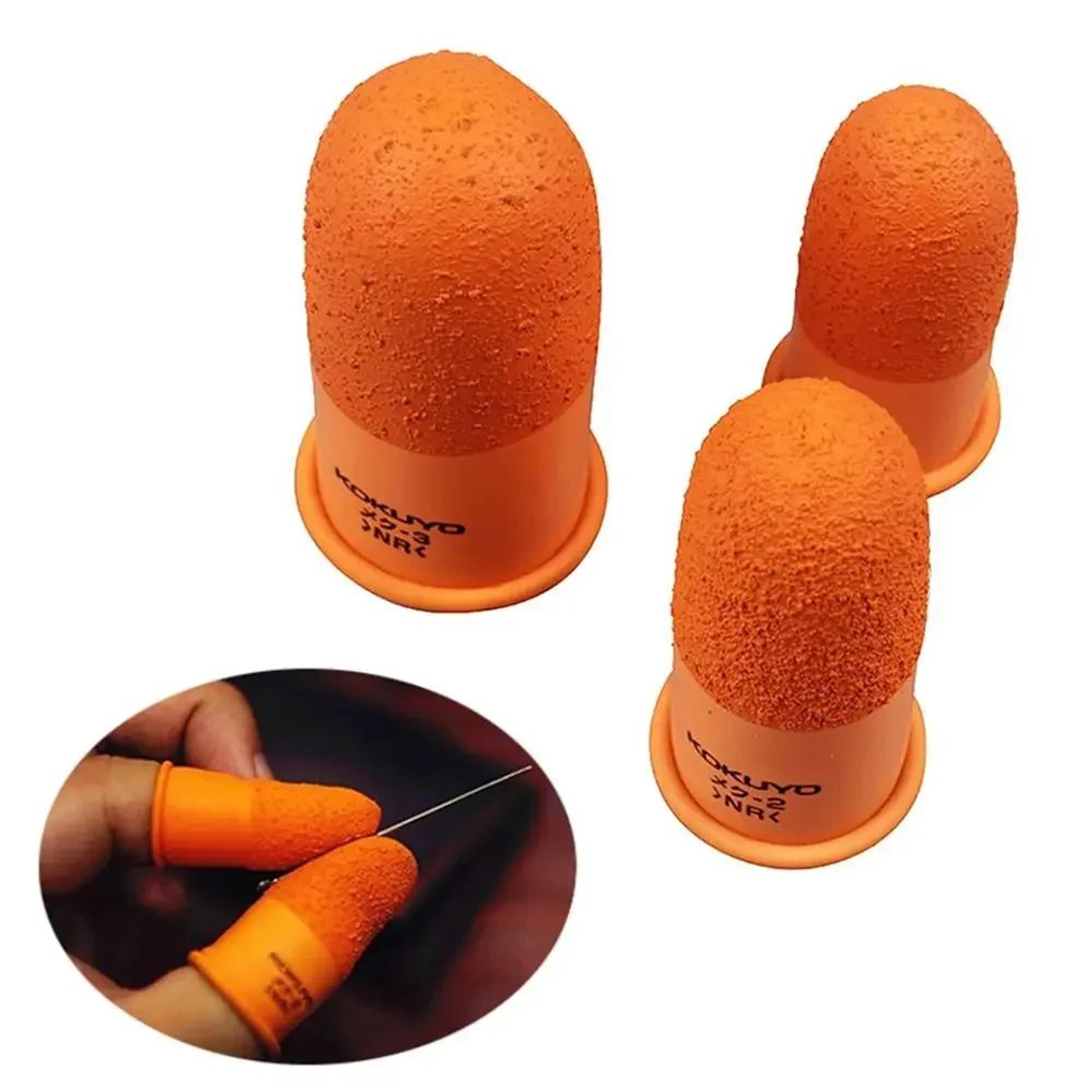 orange sewing finger protector set – non-slip rubber finger cots for sewing, crafts, and counting