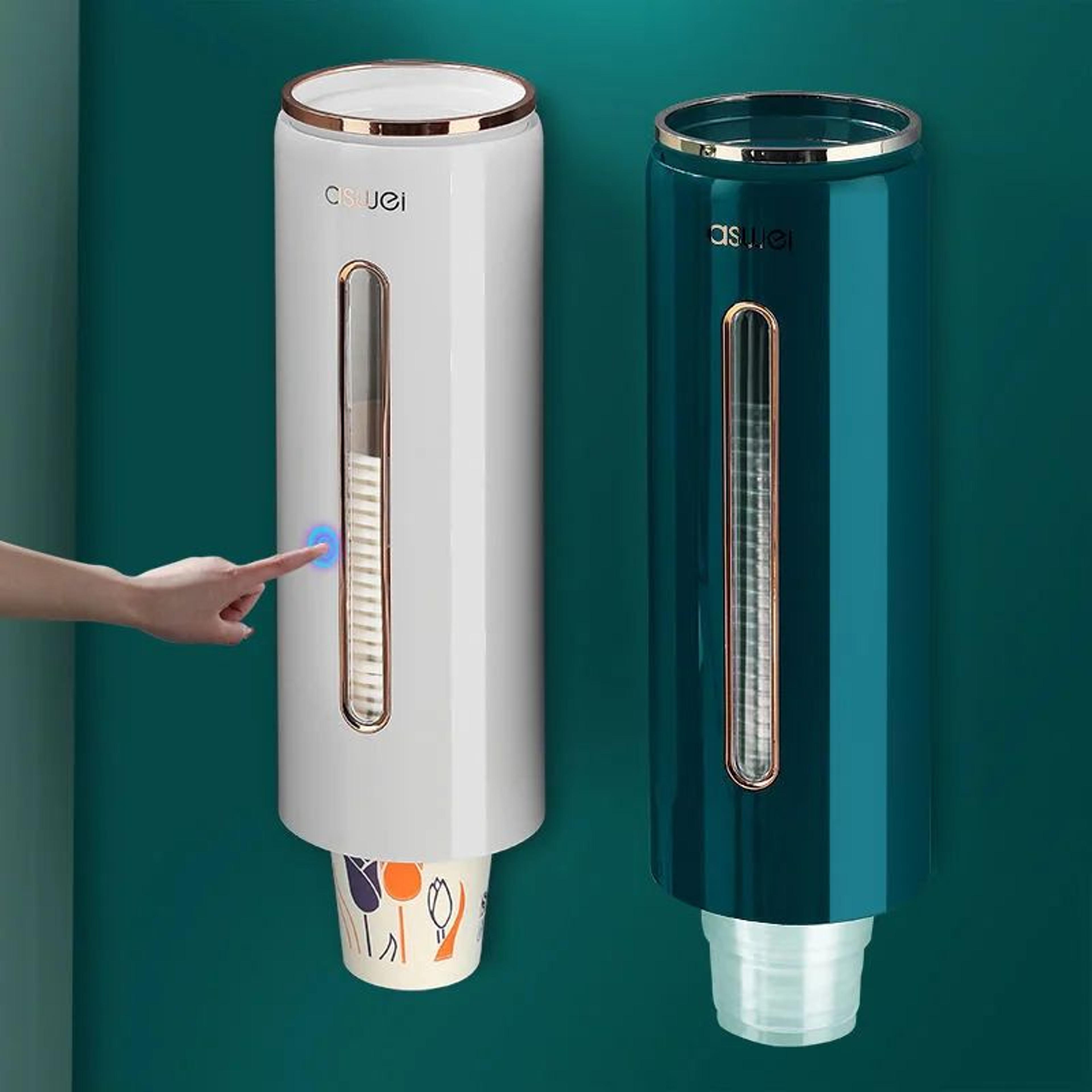 wall mounted cup dispenser with automatic drop system for disposable cups