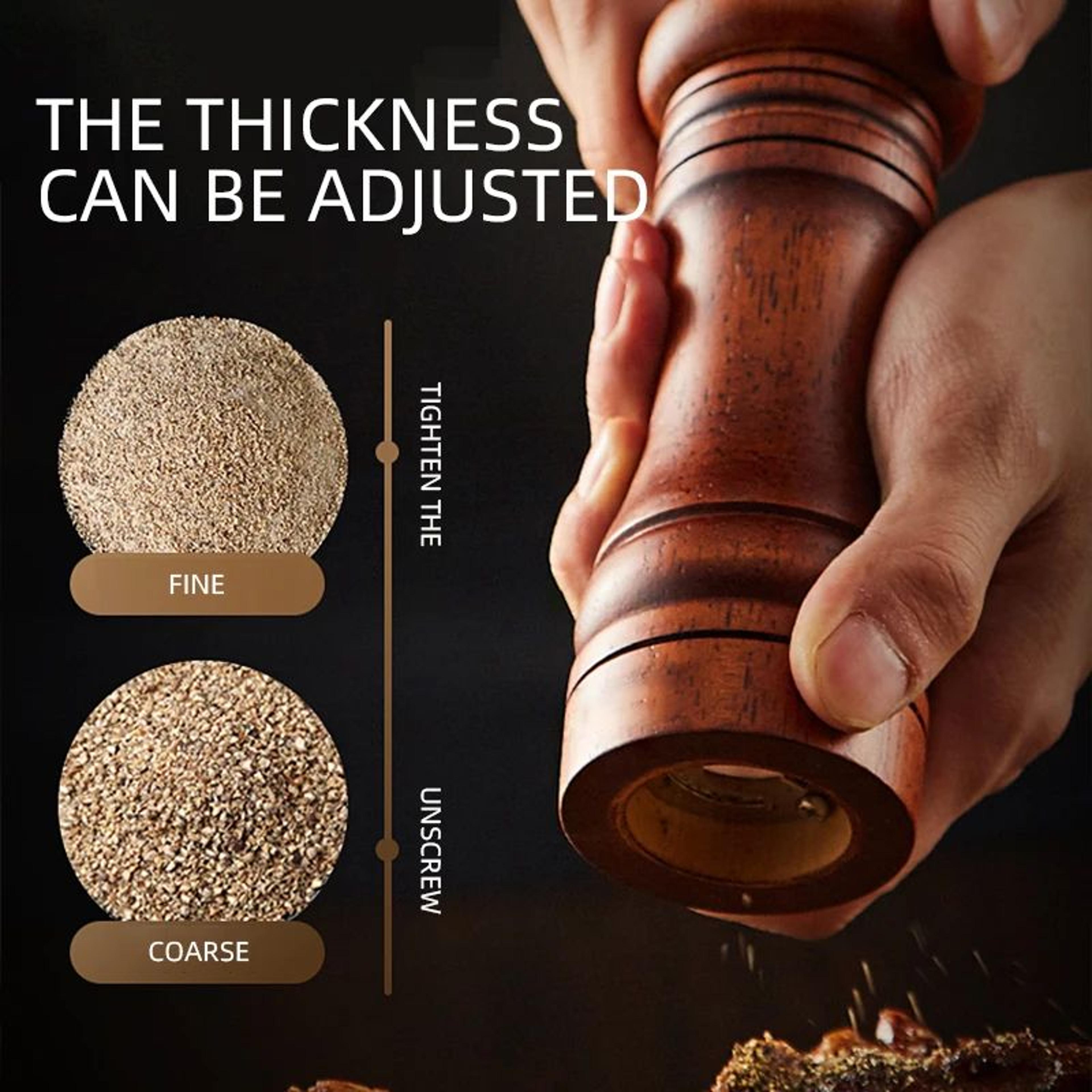 premium wood pepper grinder set – adjustable salt and pepper mill with ceramic core