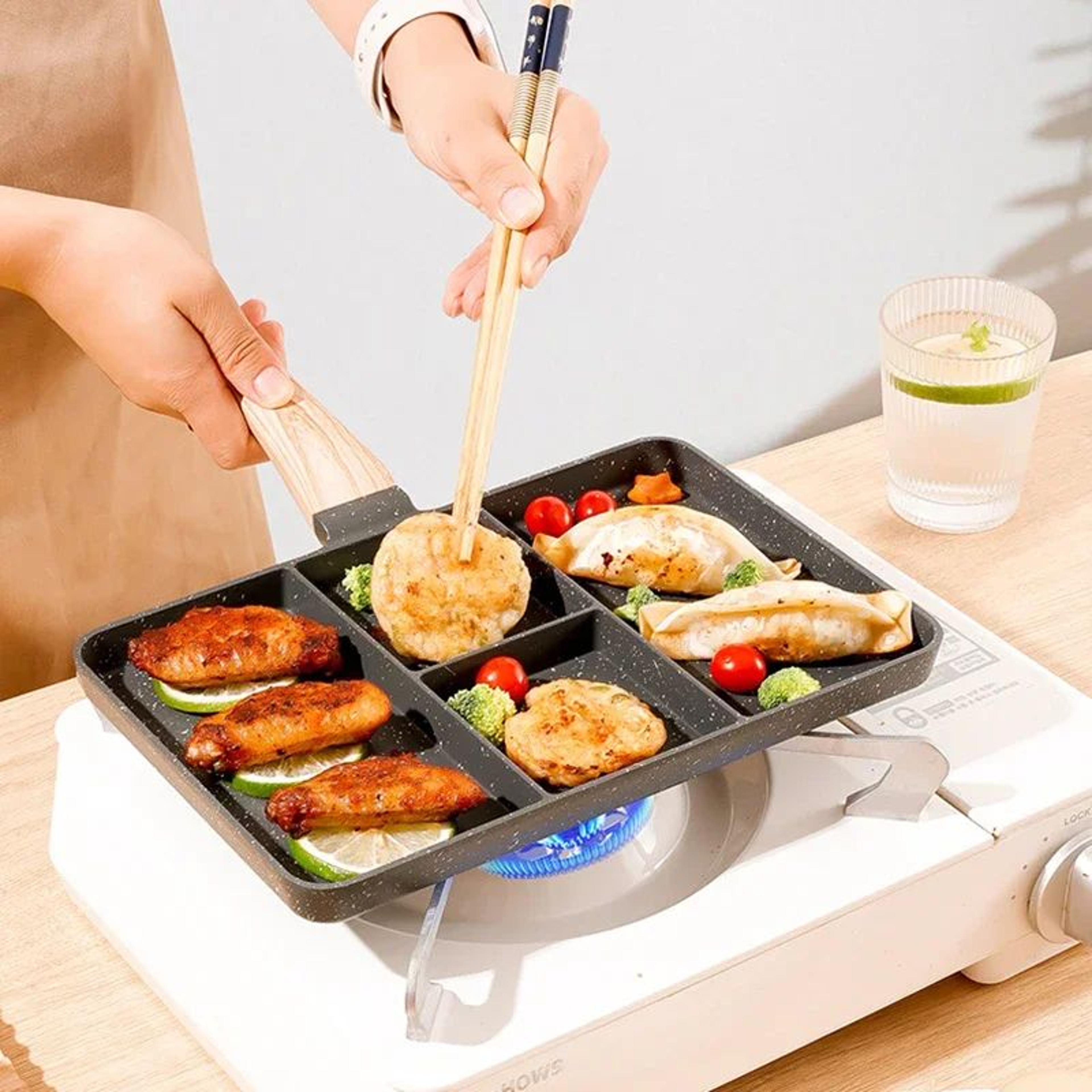 4-hole nonstick breakfast frying pan for eggs, steak & omelets