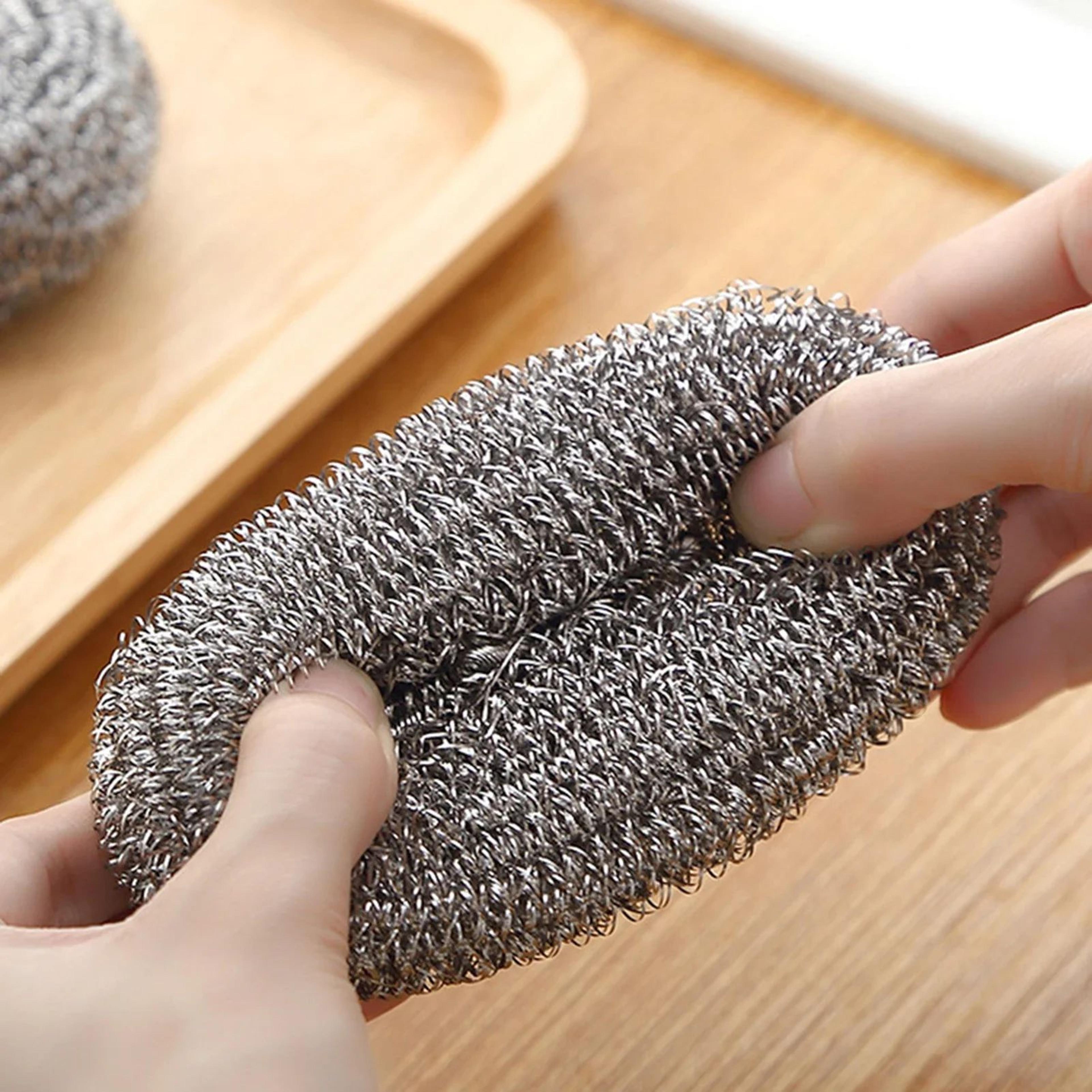 stainless steel scrubber pad set for kitchen and bathroom deep cleaning