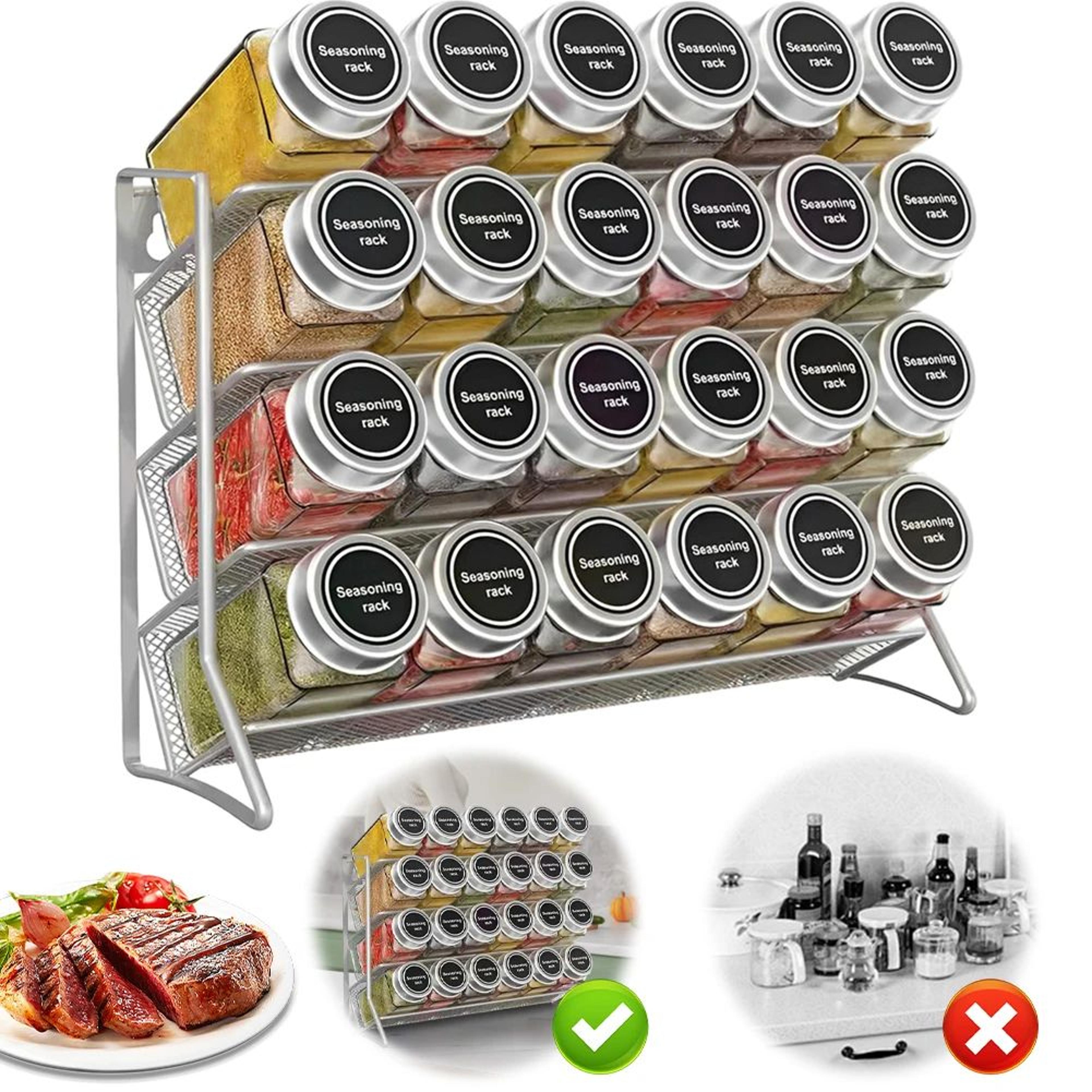 4 tier spice rack organizer wall mounted carbon steel pantry shelf