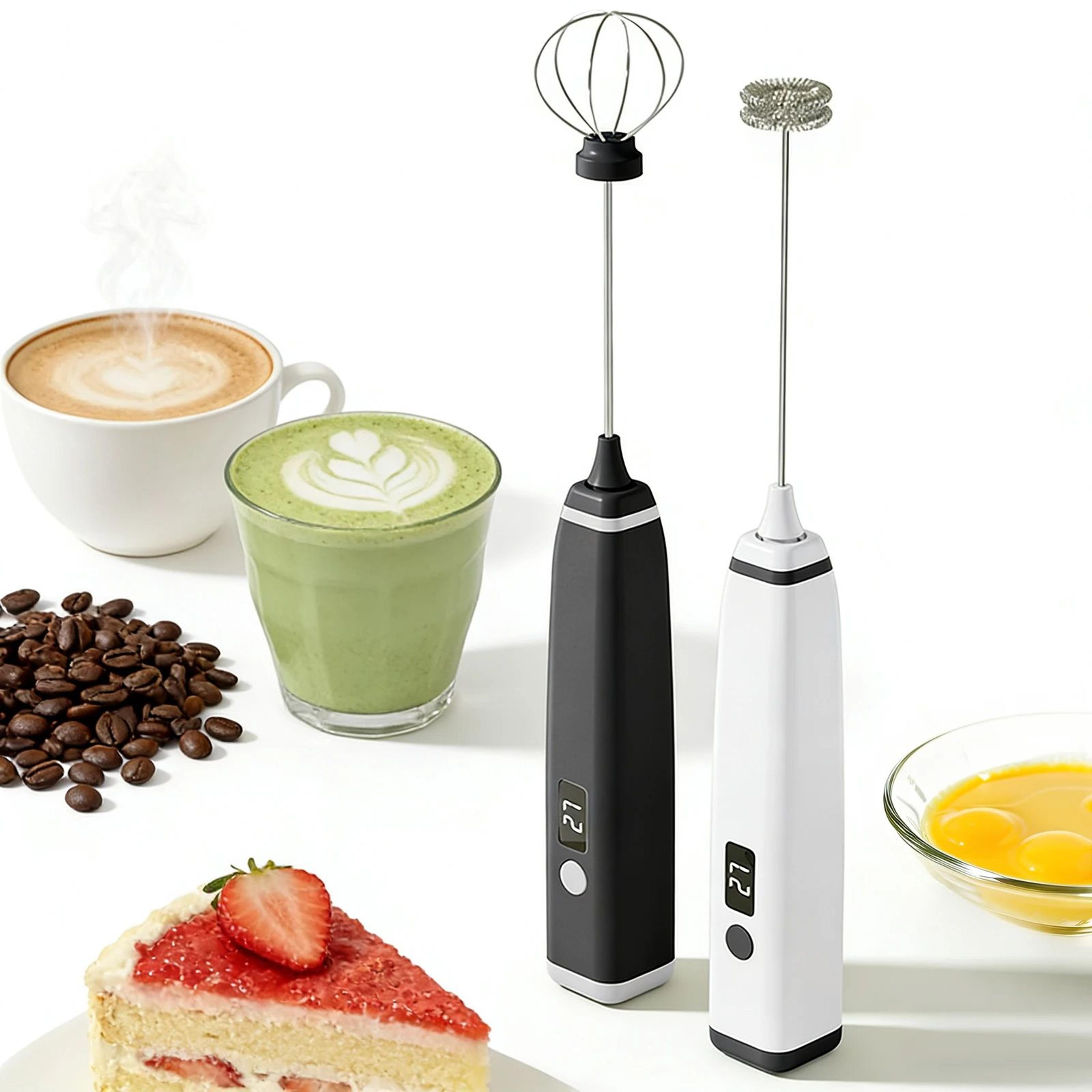 rechargeable handheld milk frother – portable coffee frother & electric drink mixer