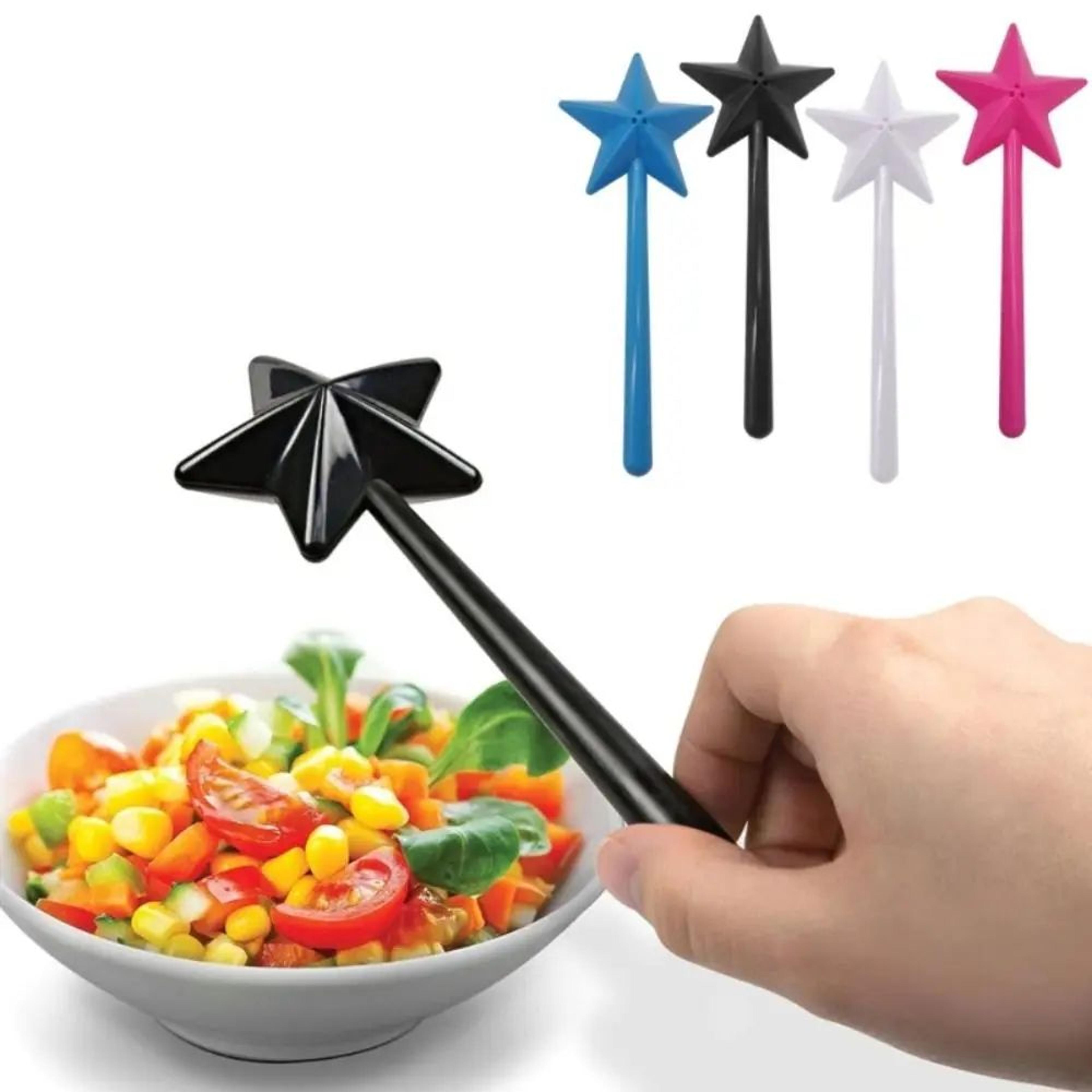 magic wand salt & pepper shaker set refillable star spice dispensers