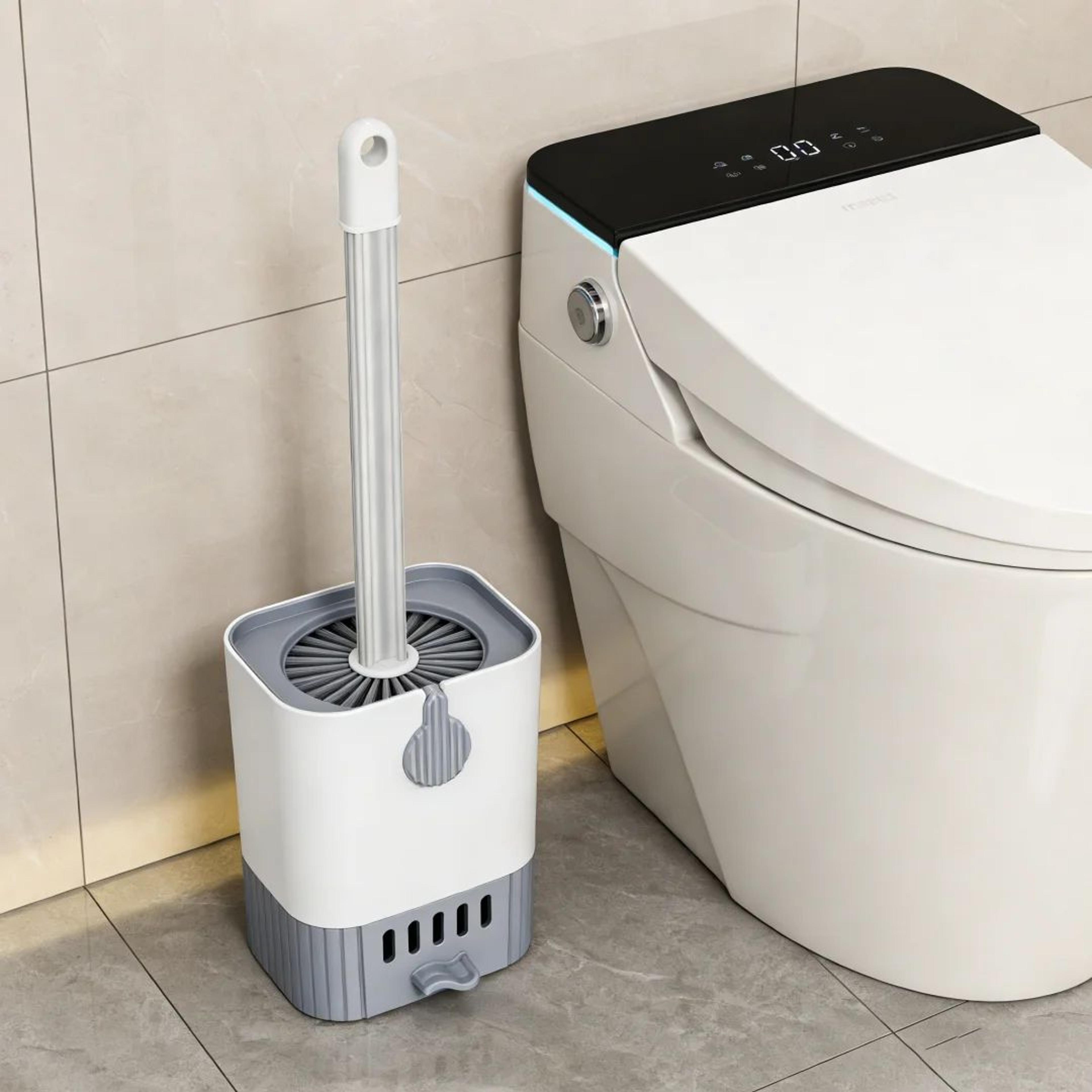 flexreach angled toilet scrubber brush for under rim deep cleaning