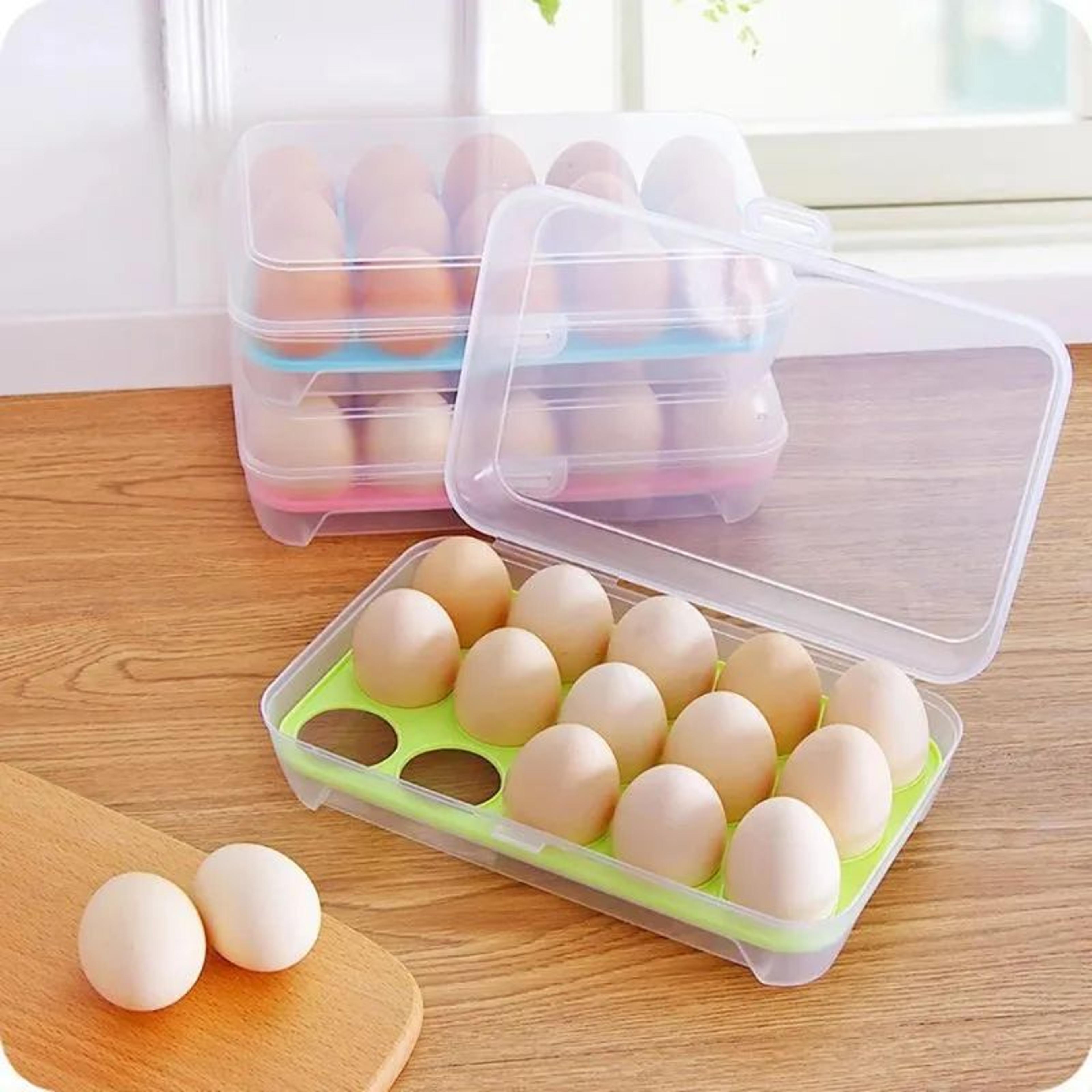 premium stackable egg storage container with lid – shockproof egg holder for fridge organizer