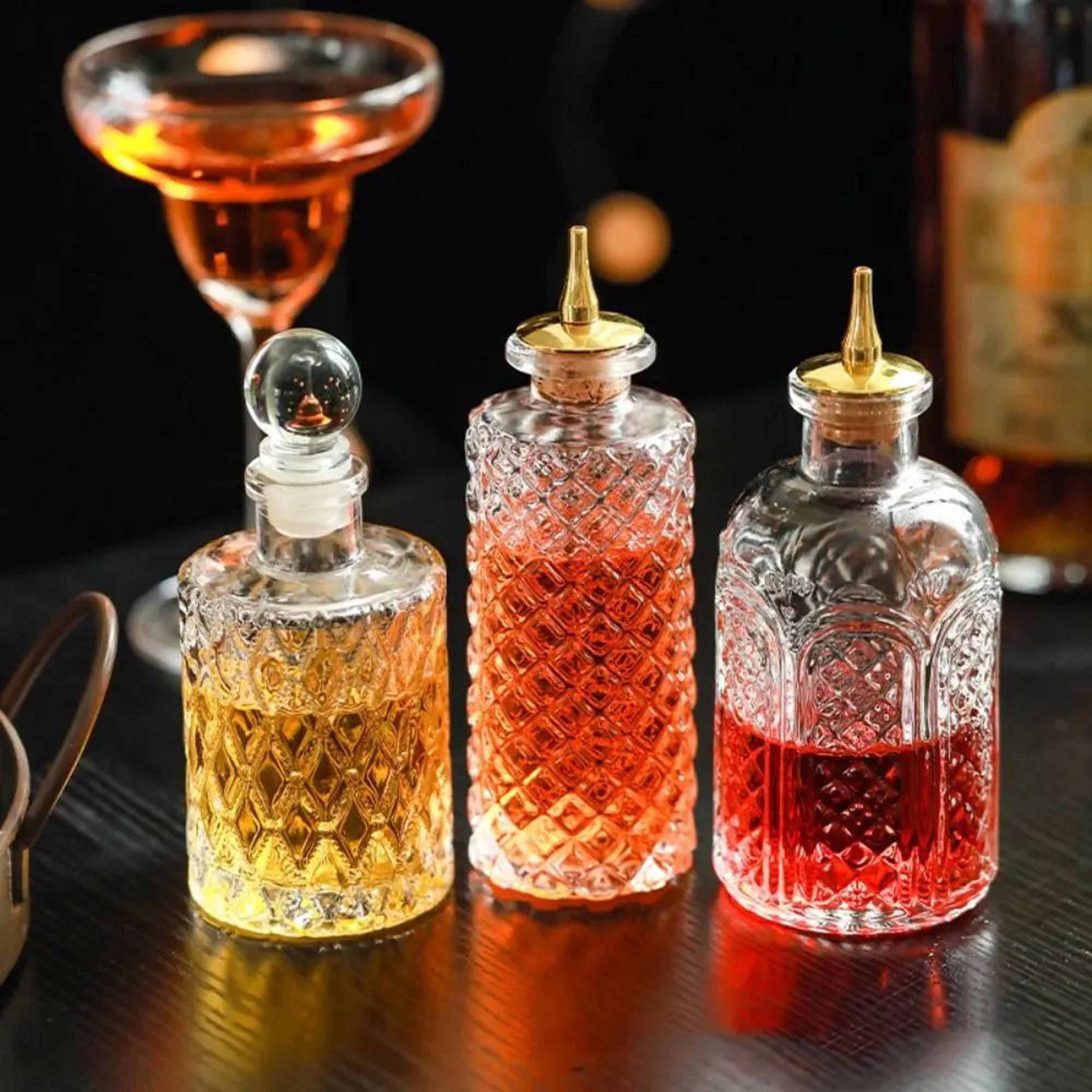vintage japanese glass bitters bottle dispenser for cocktails & home bar