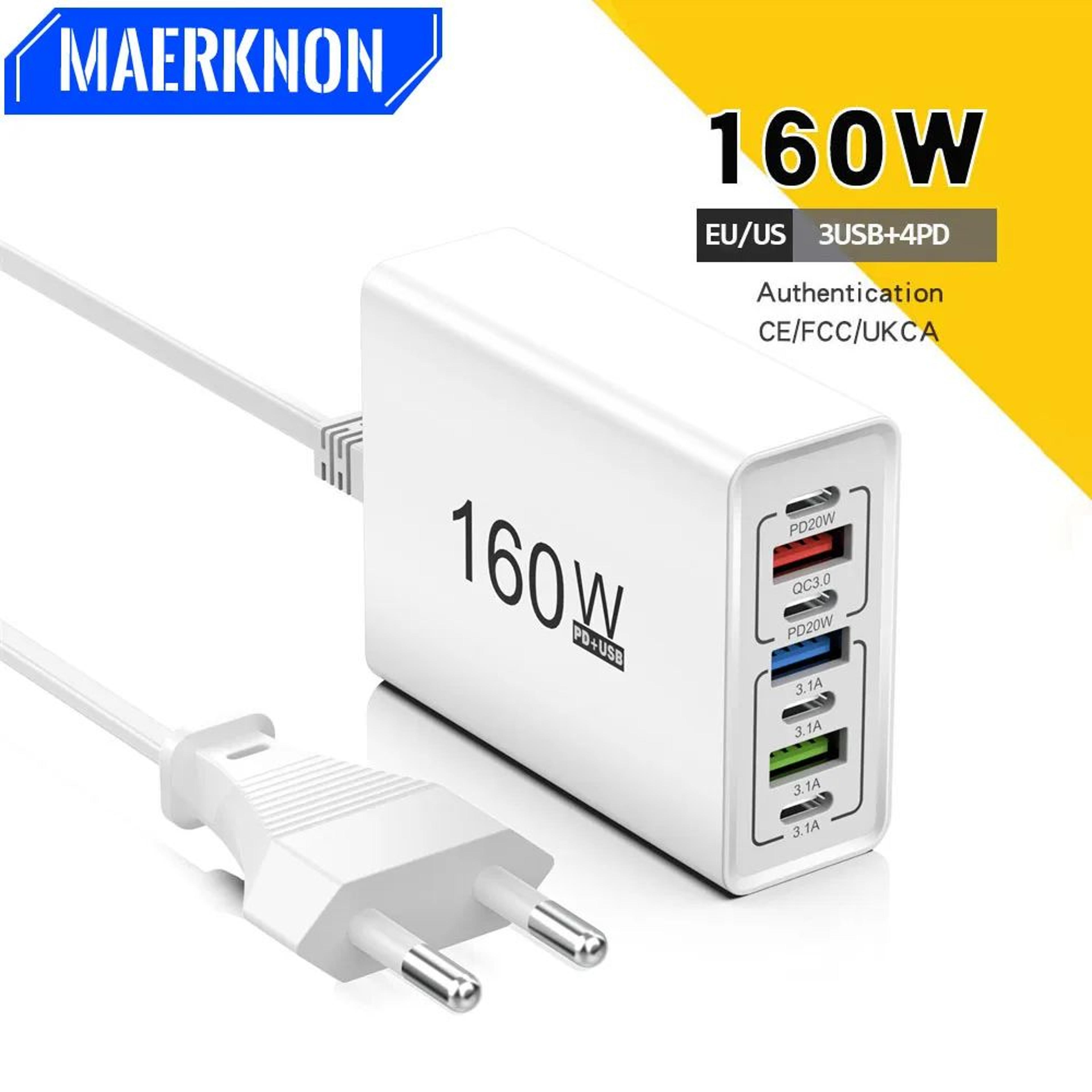 160w multi port usb charger fast charging usb c power hub for phones and tablets