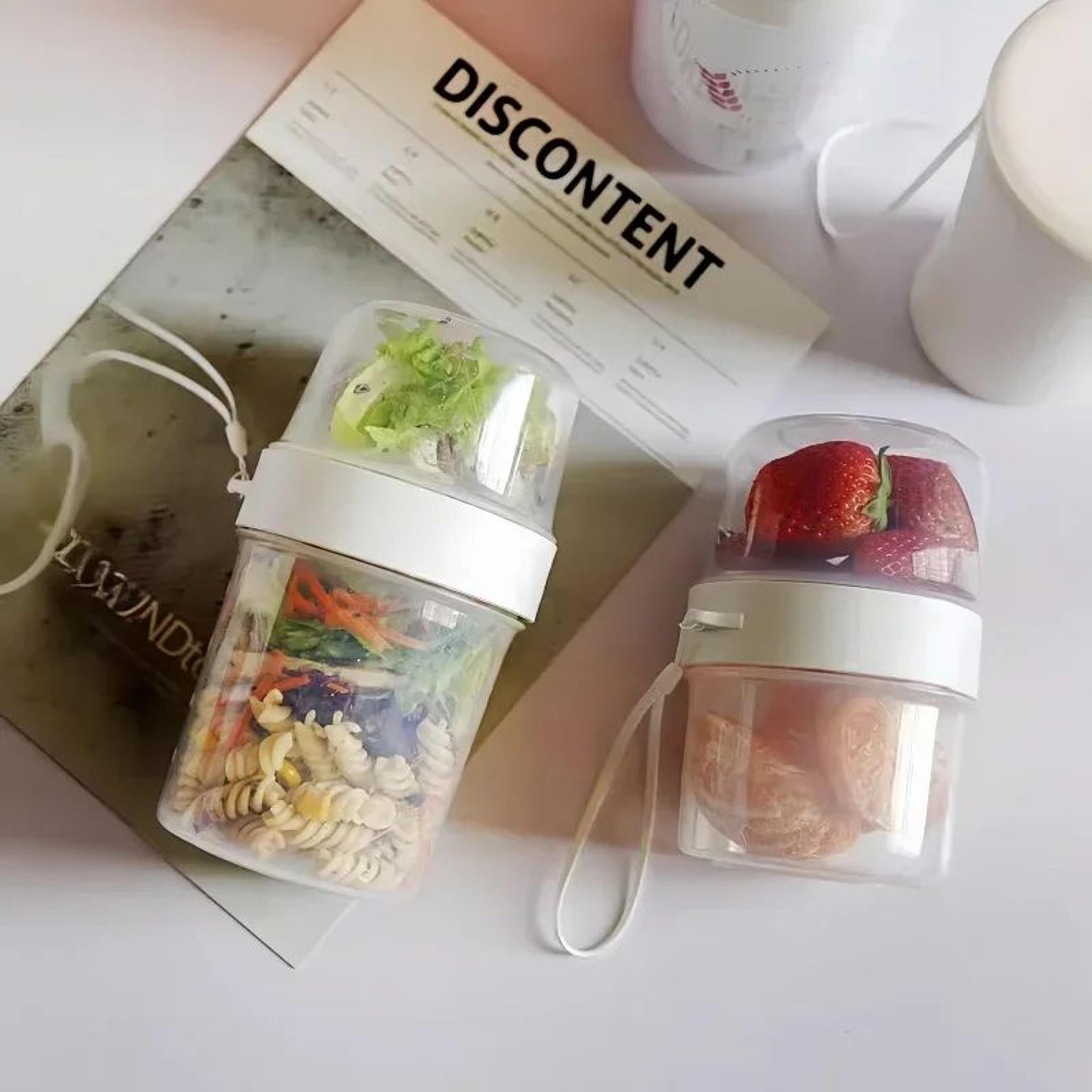 all-in-one oatmeal container & yogurt cup with toppings bento lunch box