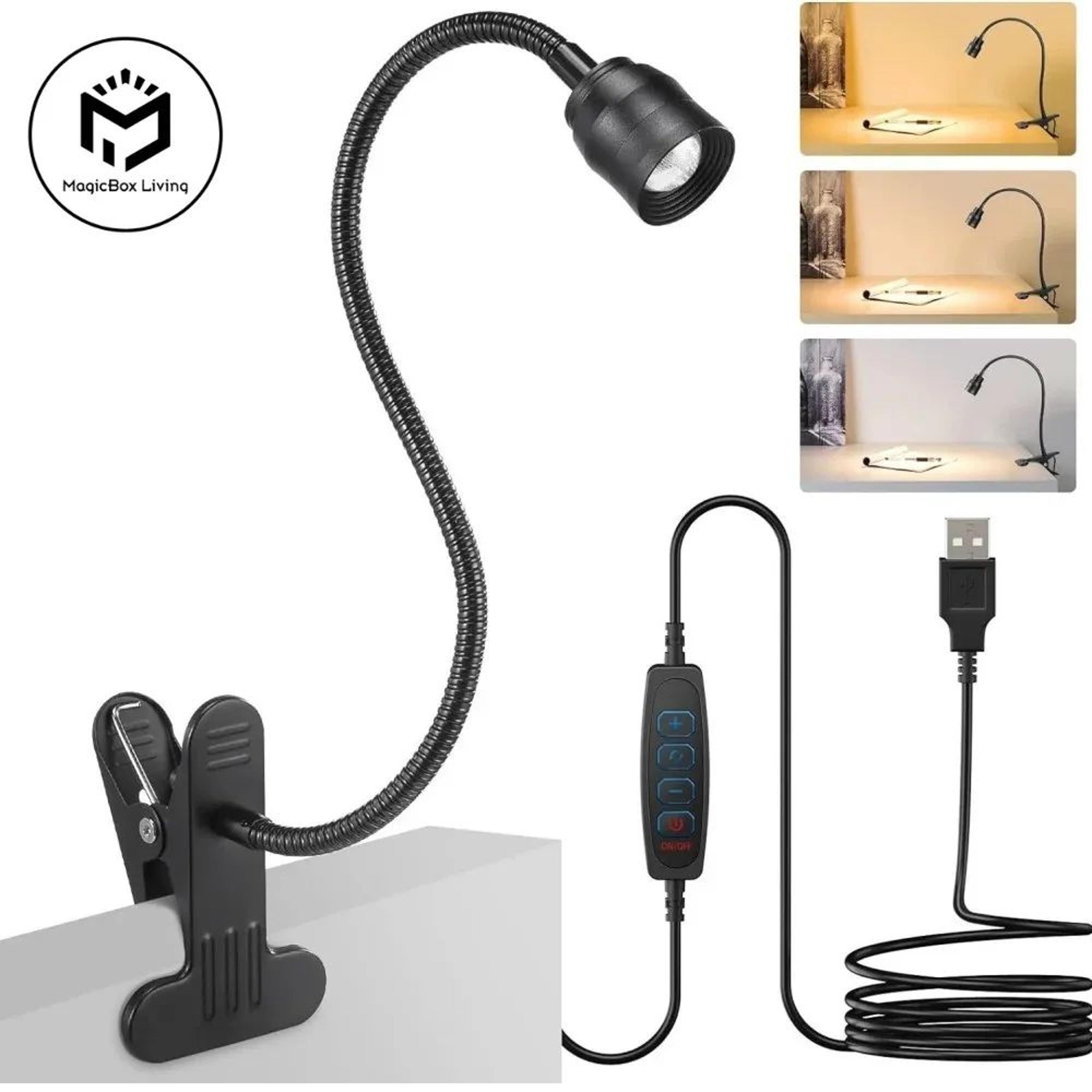 rechargeable led book light clip on – flexible gooseneck usb reading lamp