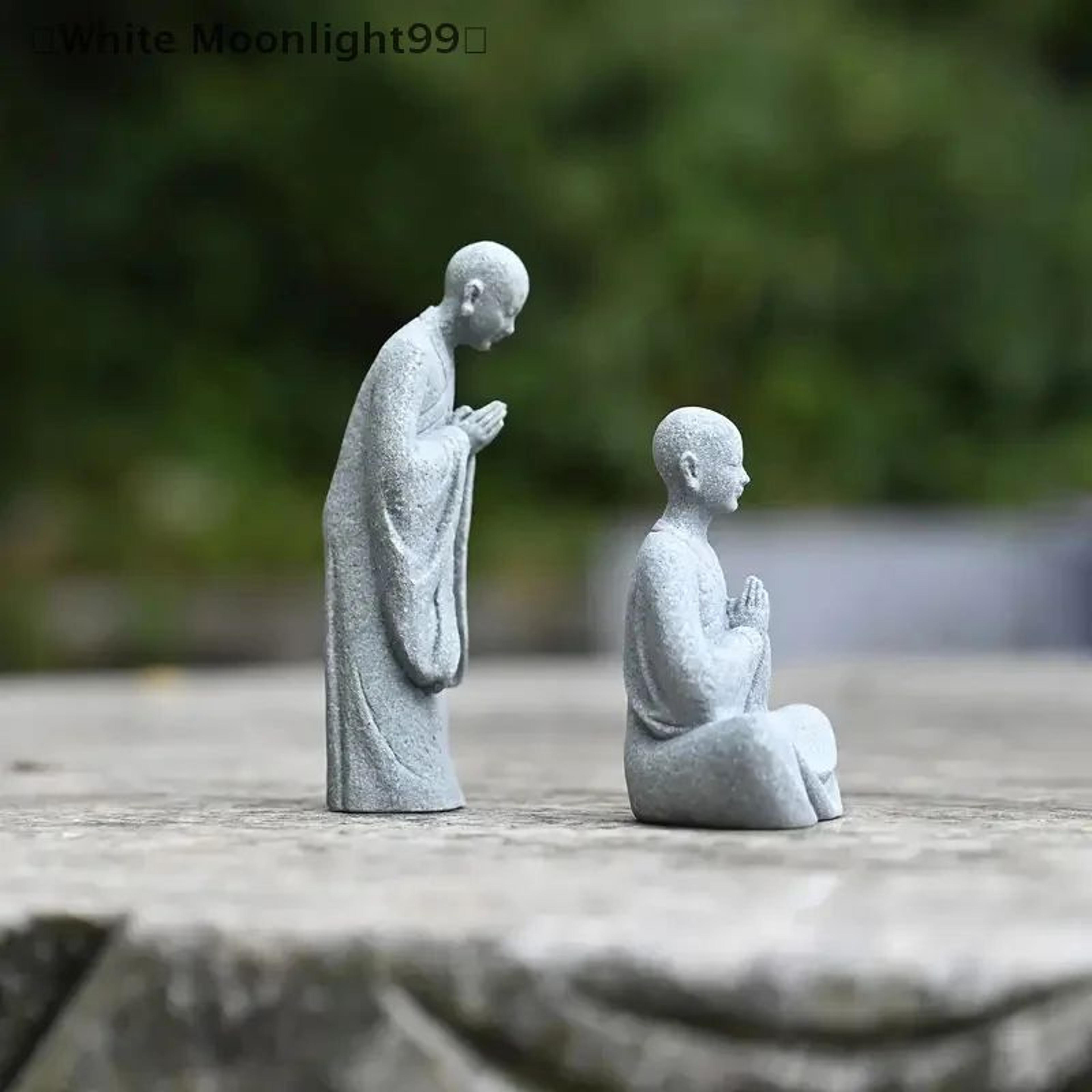zen garden monk statue mini monk figurine for aquarium decor and micro landscape