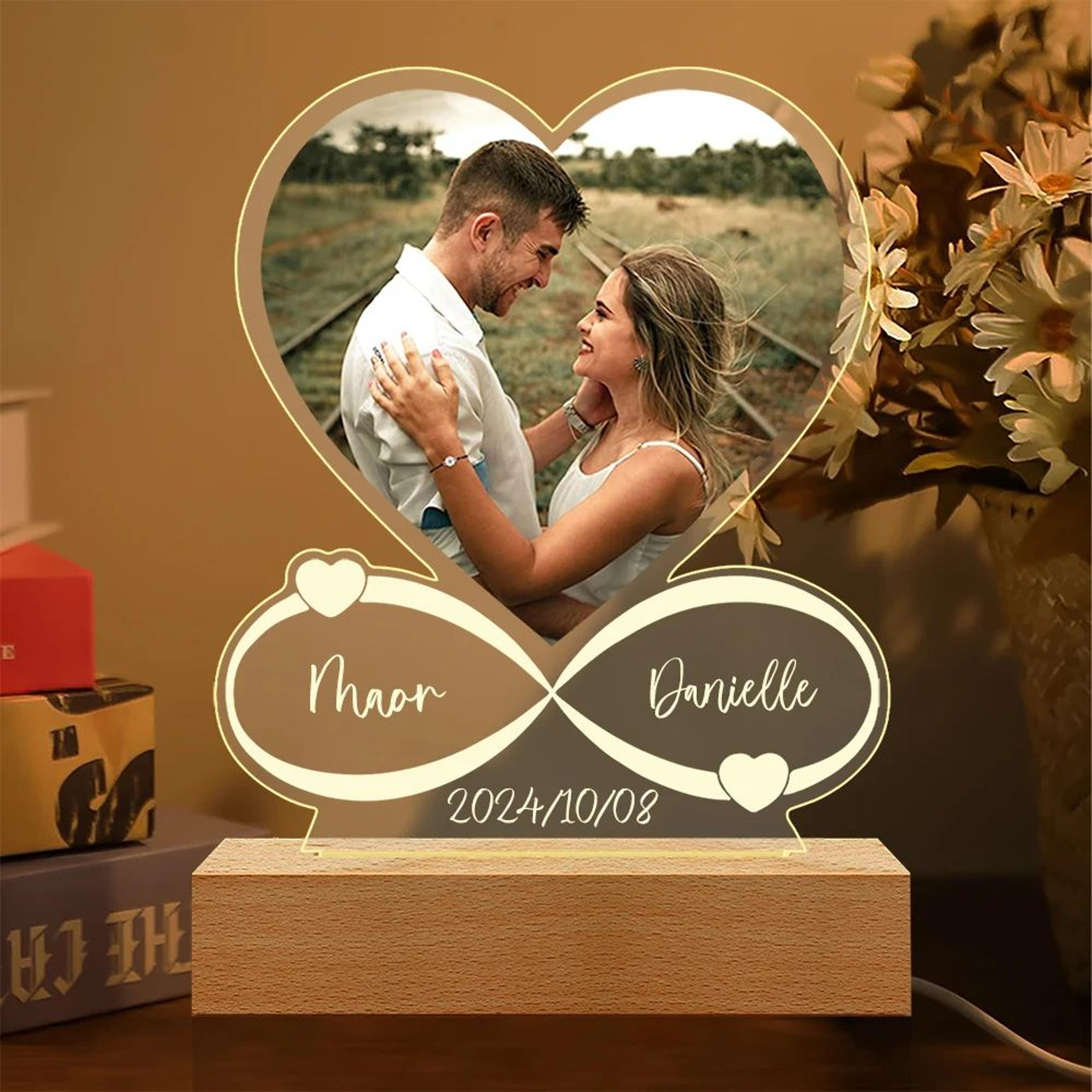 personalized acrylic plaque with photo and names for couples anniversary gift