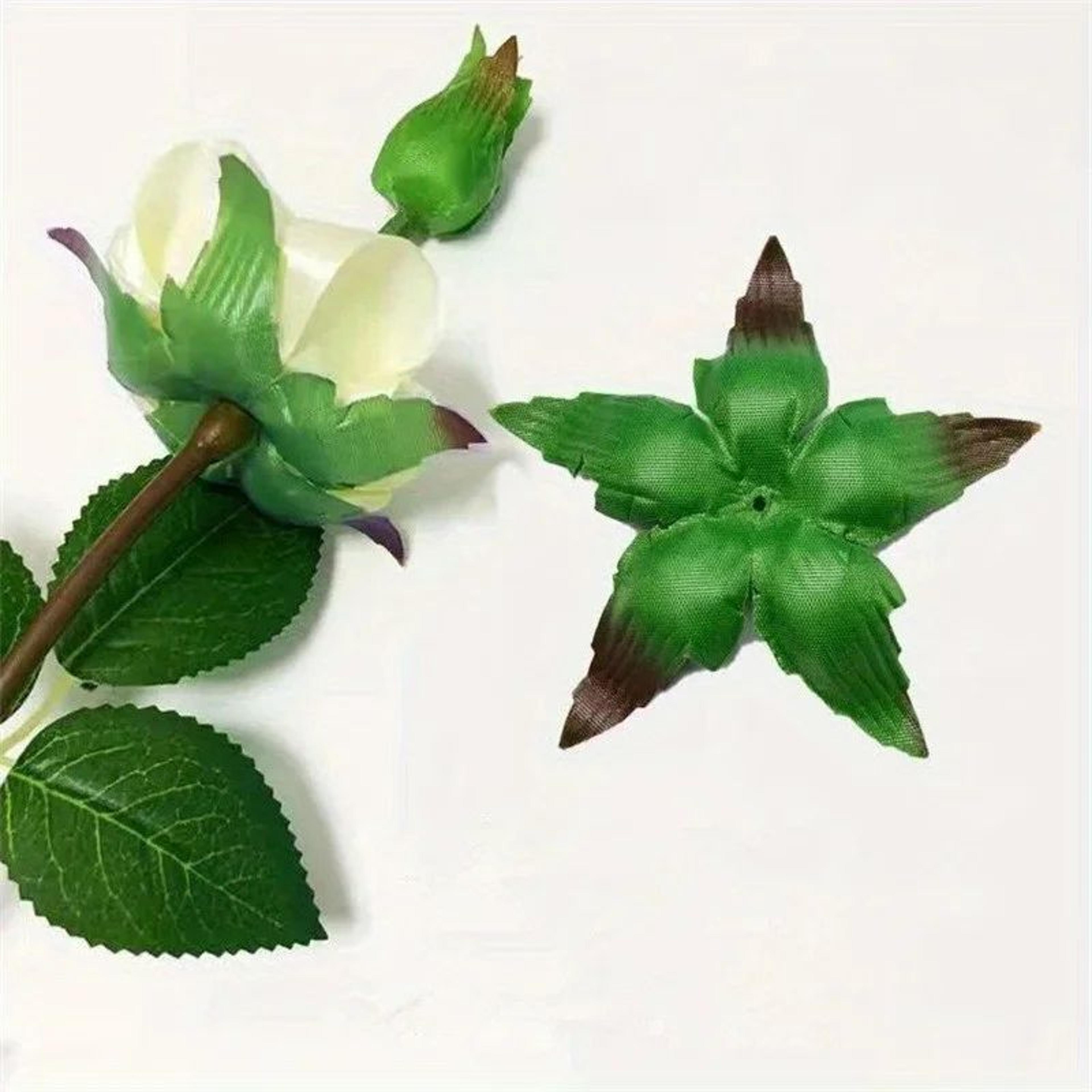 realistic artificial rose leaves for diy bouquet decoration & wedding flower supplies