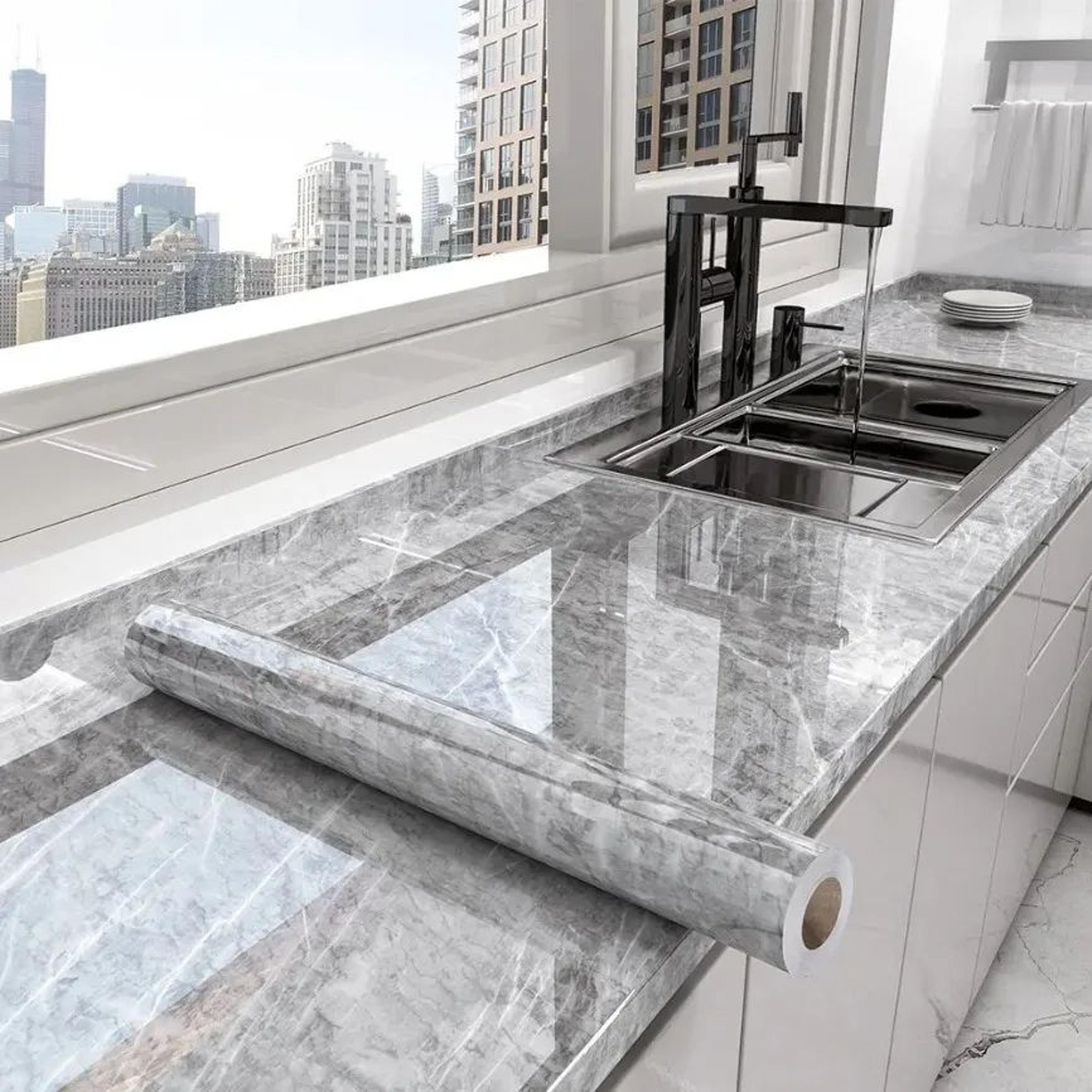elegant marble peel and stick wallpaper – waterproof self adhesive contact paper for kitchen & bathroom