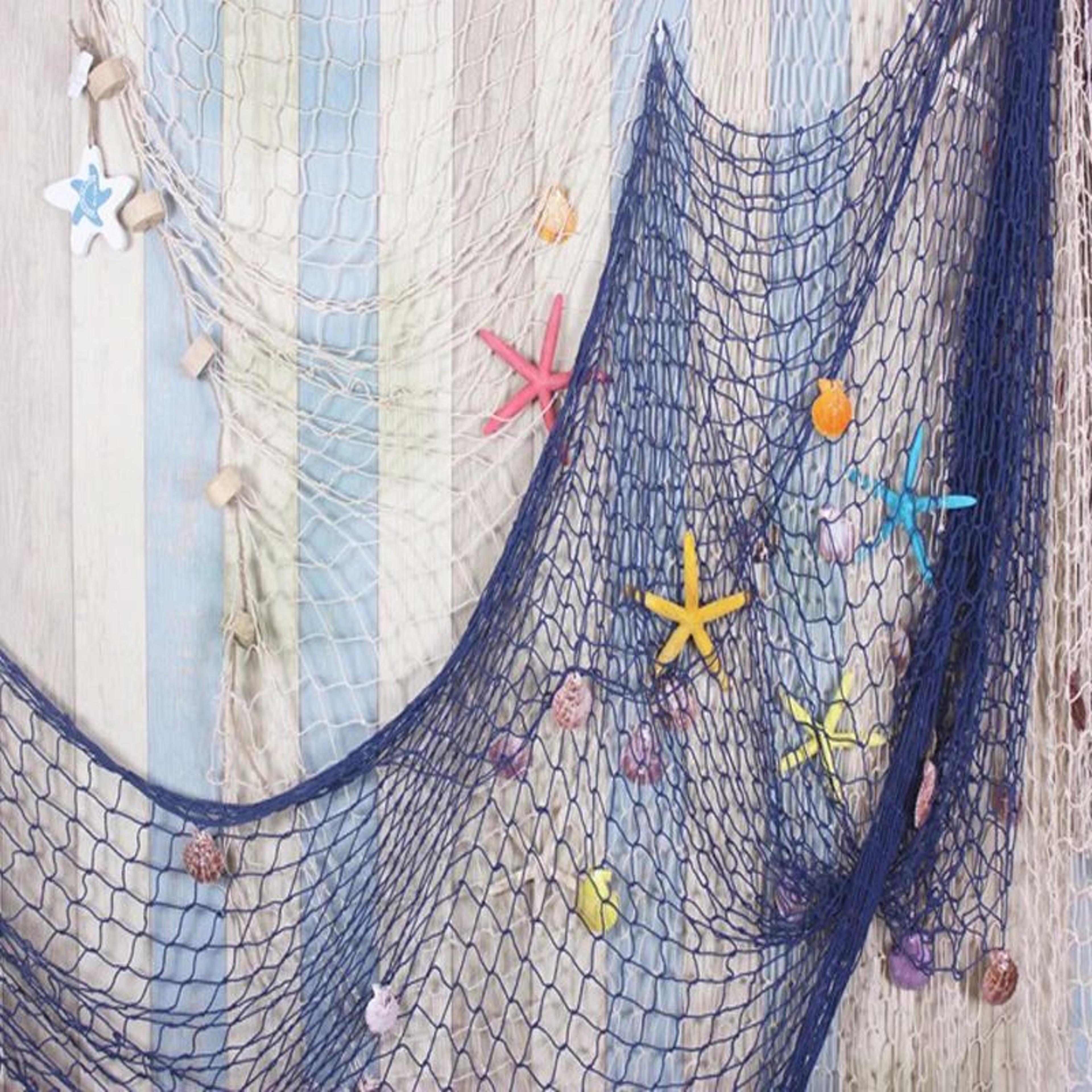 mediterranean fishing net wall decor – nautical beach wall hanging accent