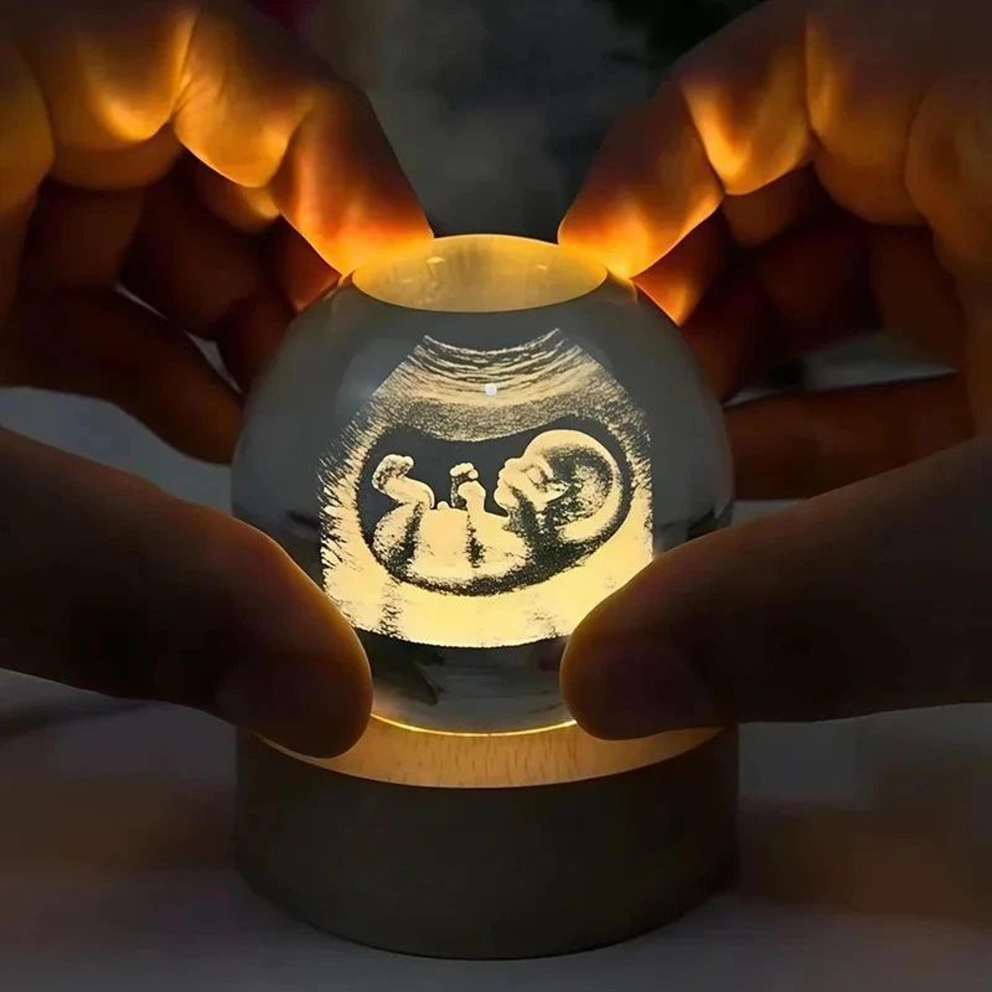 personalized baby crystal ball with engraved ultrasound photo keepsake