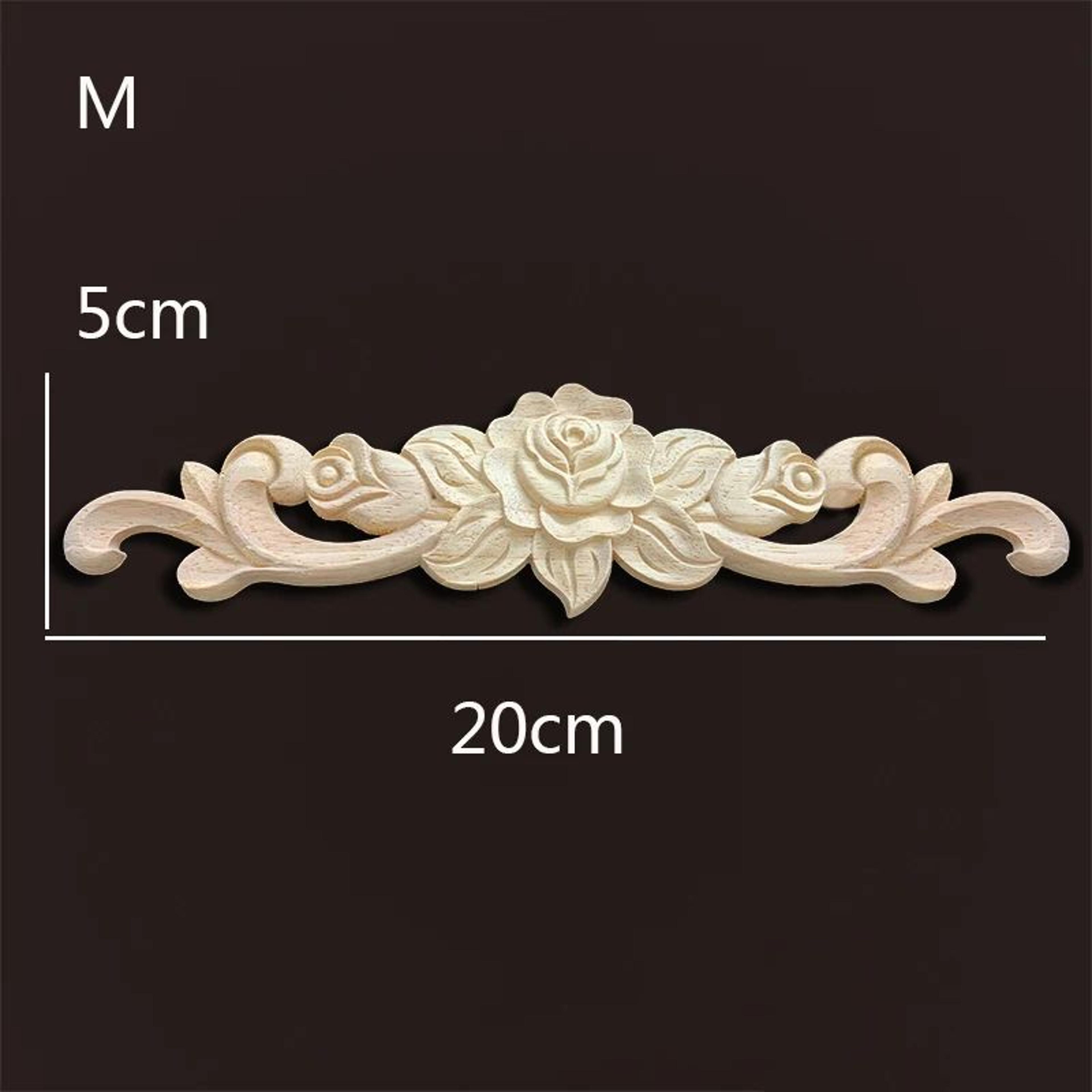 vintage rose carved wood onlay appliques for furniture decor