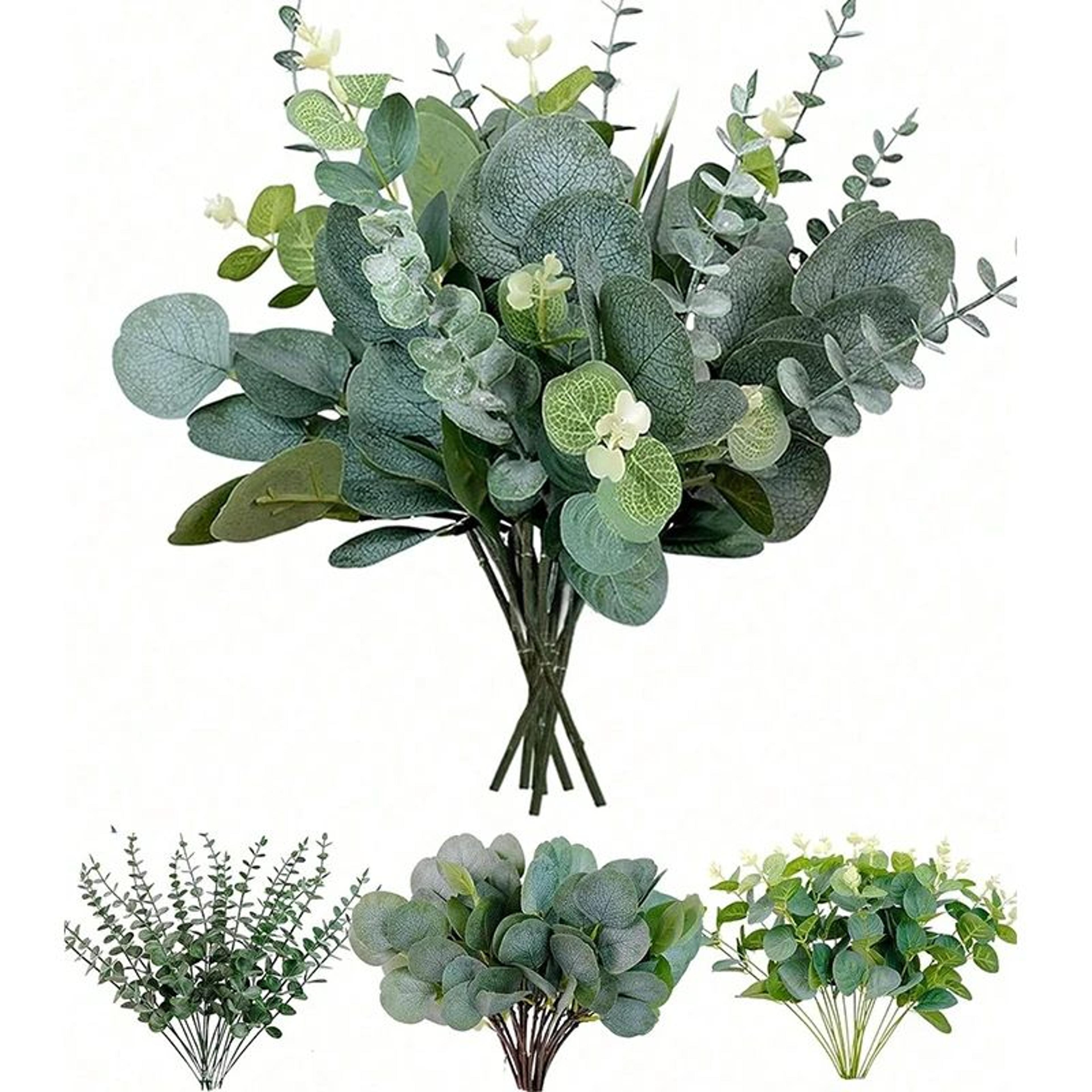 lifelike artificial eucalyptus stems bouquet for vase, wedding and outdoor decor