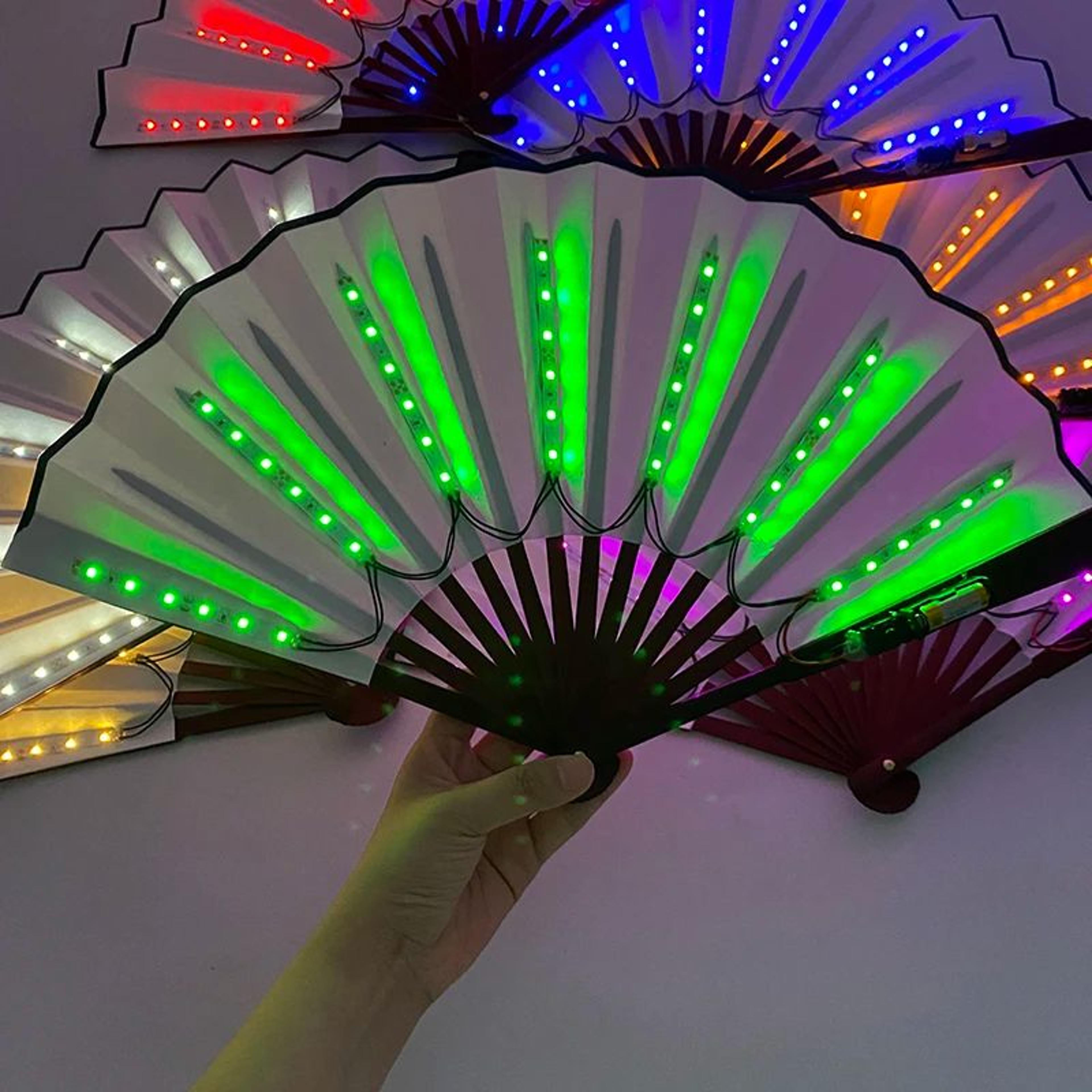 led rave fan light up folding fan for parties, festivals and weddings