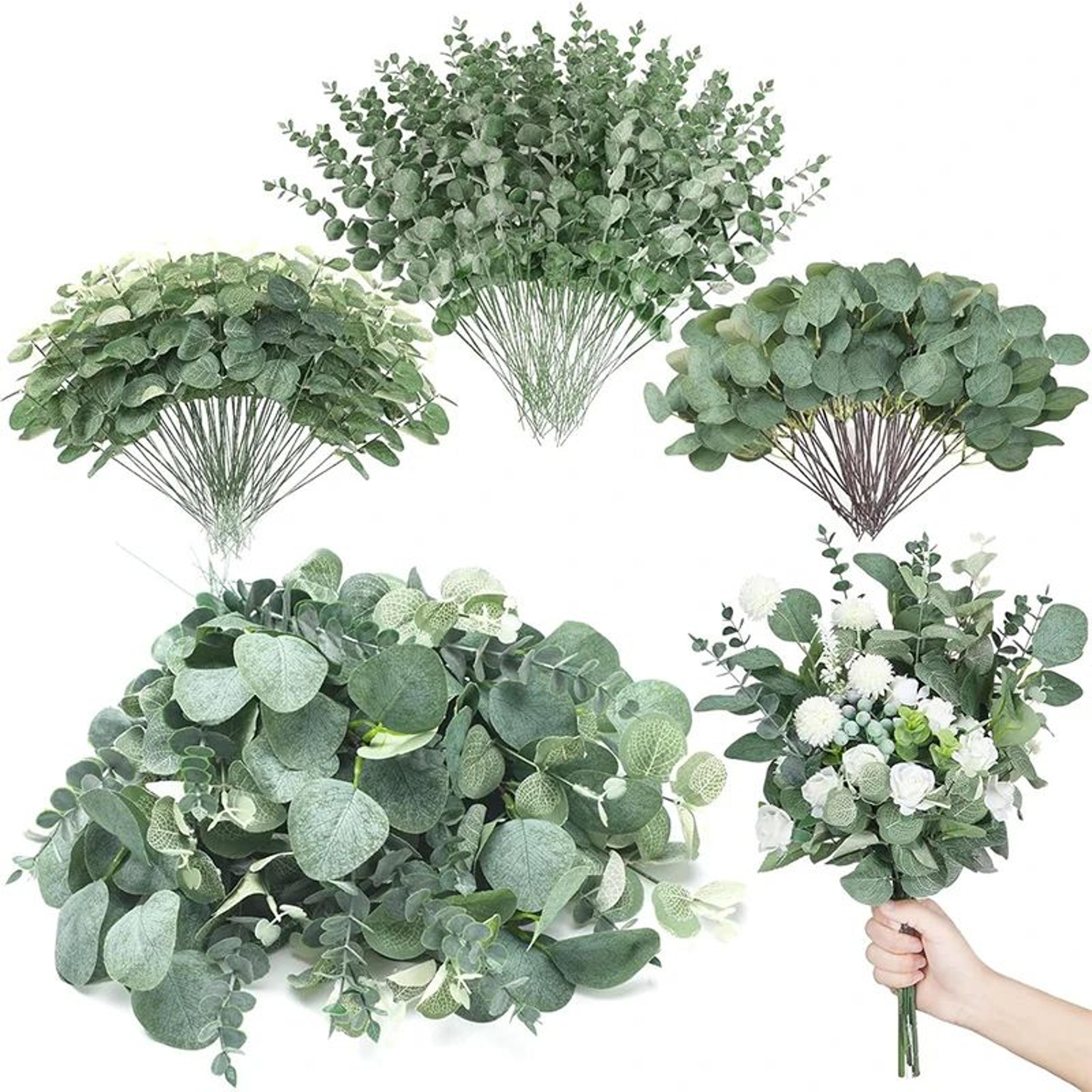 mixed artificial eucalyptus stems for weddings, vases & diy floral arrangements