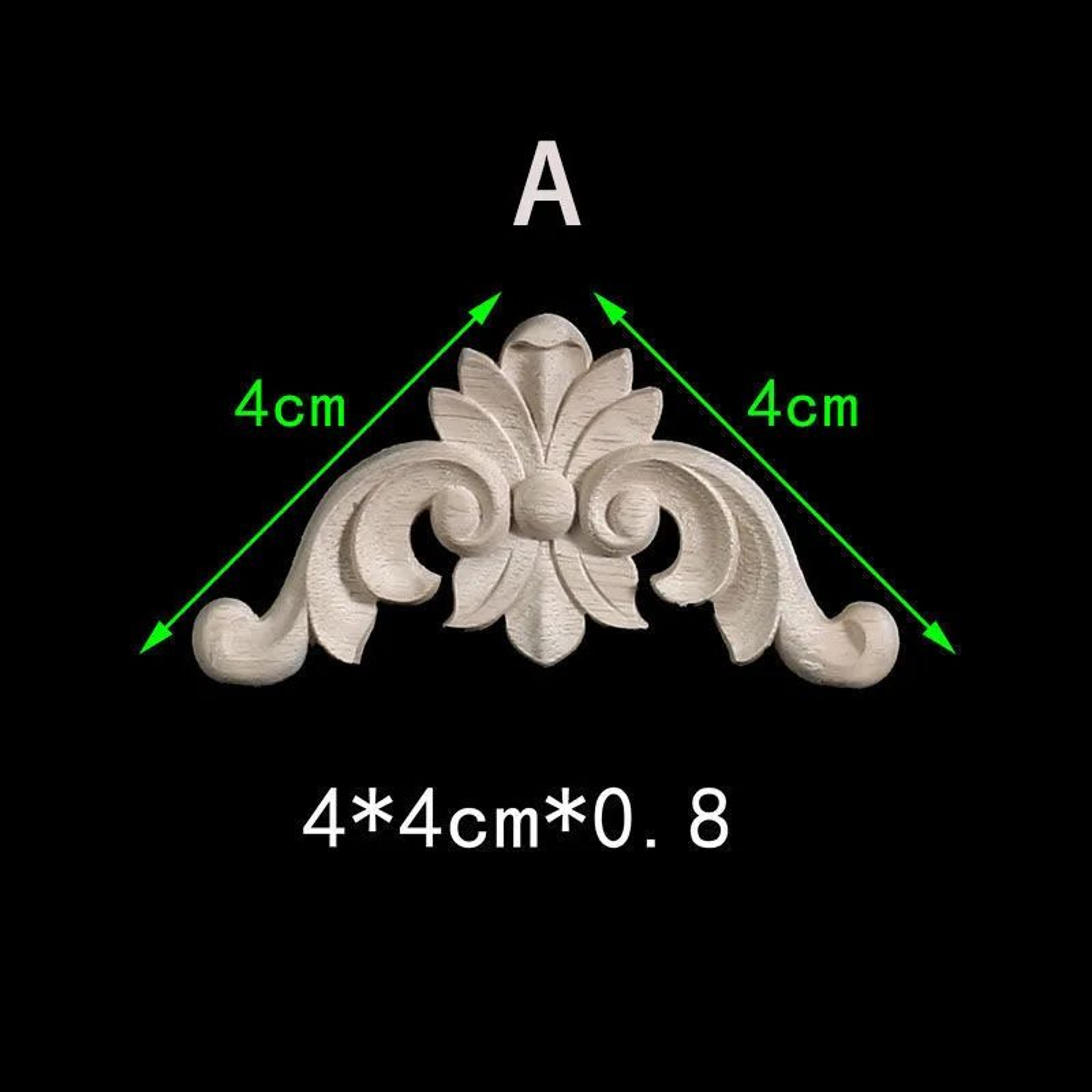 floral wood carved corner onlay furniture applique, unpainted decorative trim