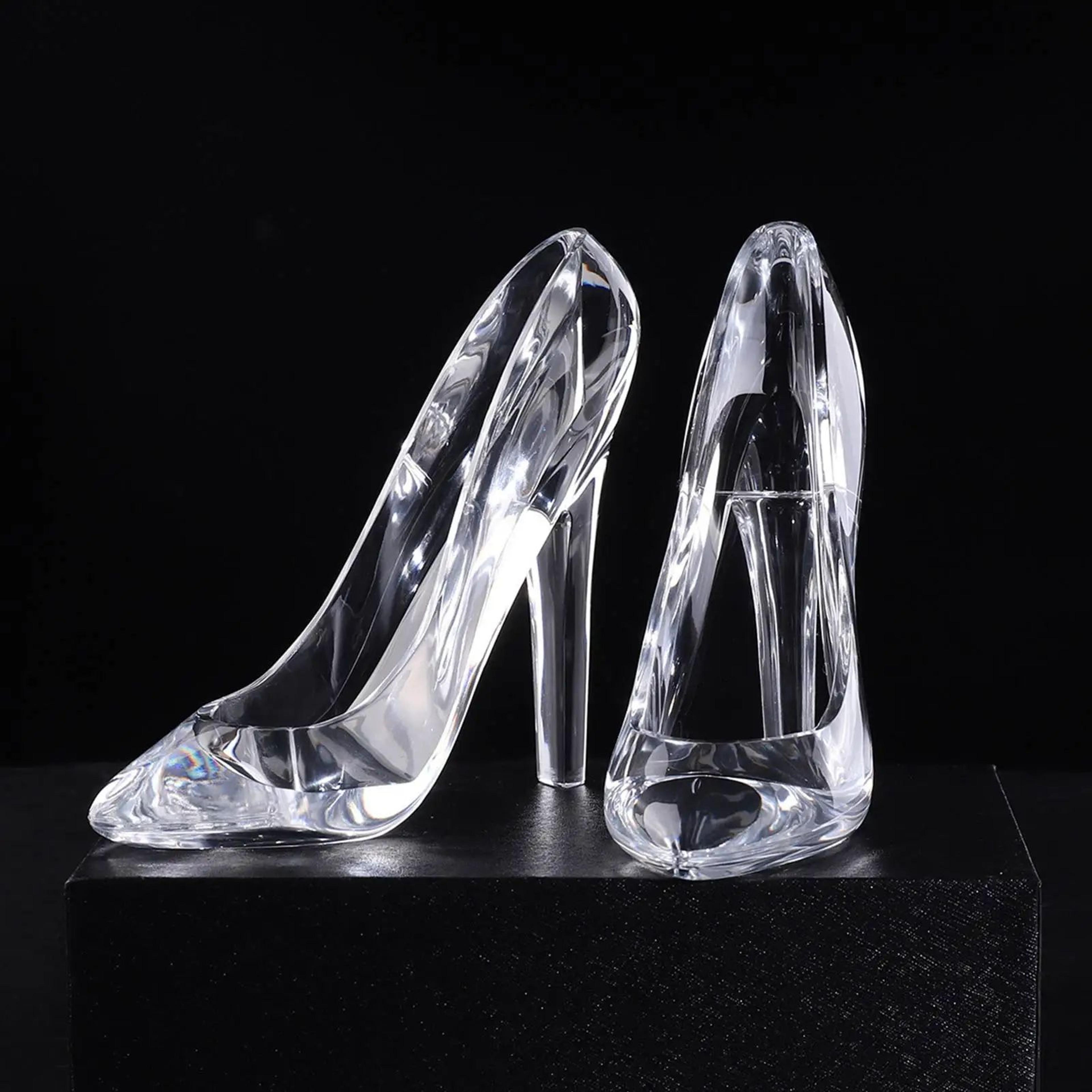 fairytale acrylic glass slipper figurine for wedding centerpieces and princess decor