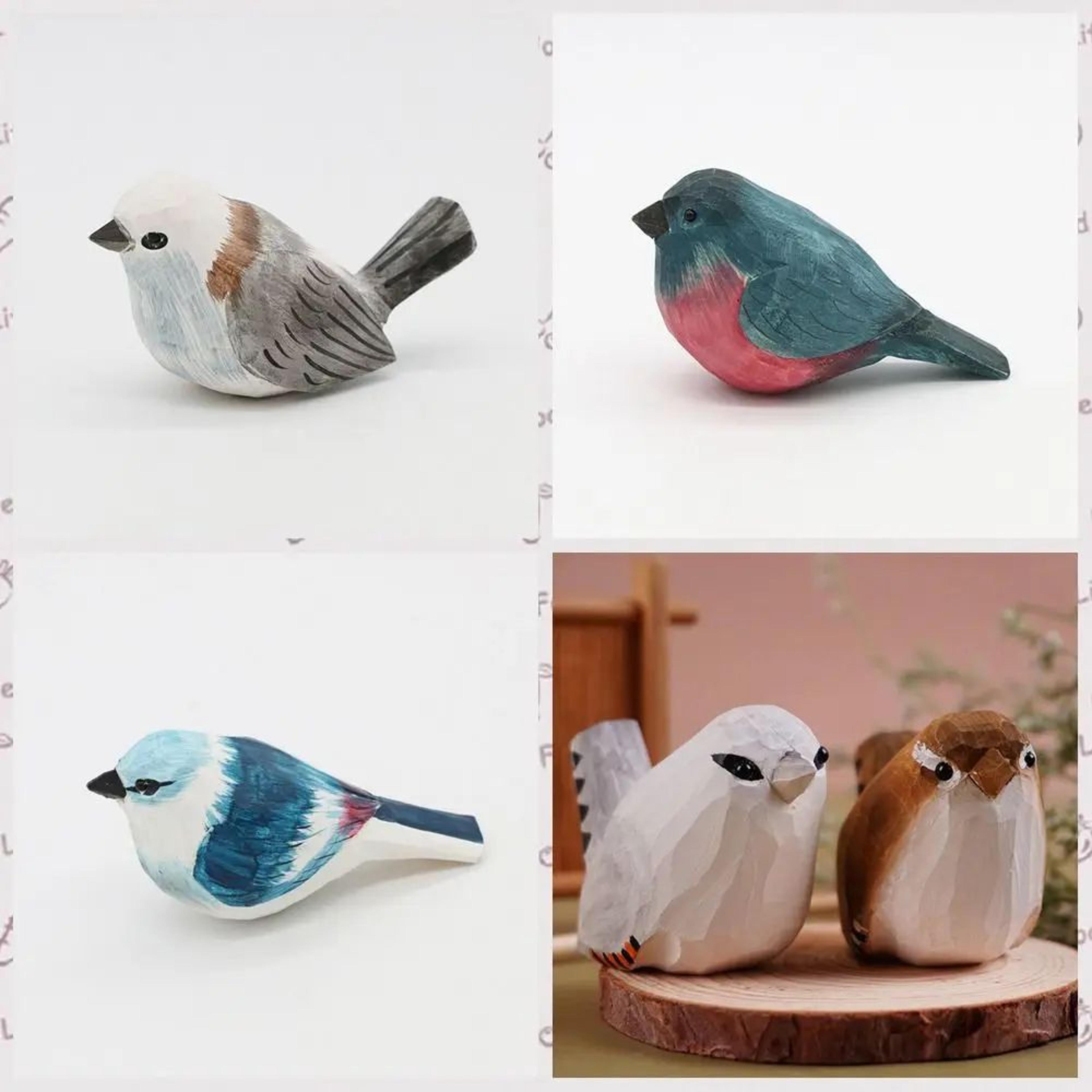 hand-carved wooden bird figurine for rustic home decor and bird lover gifts