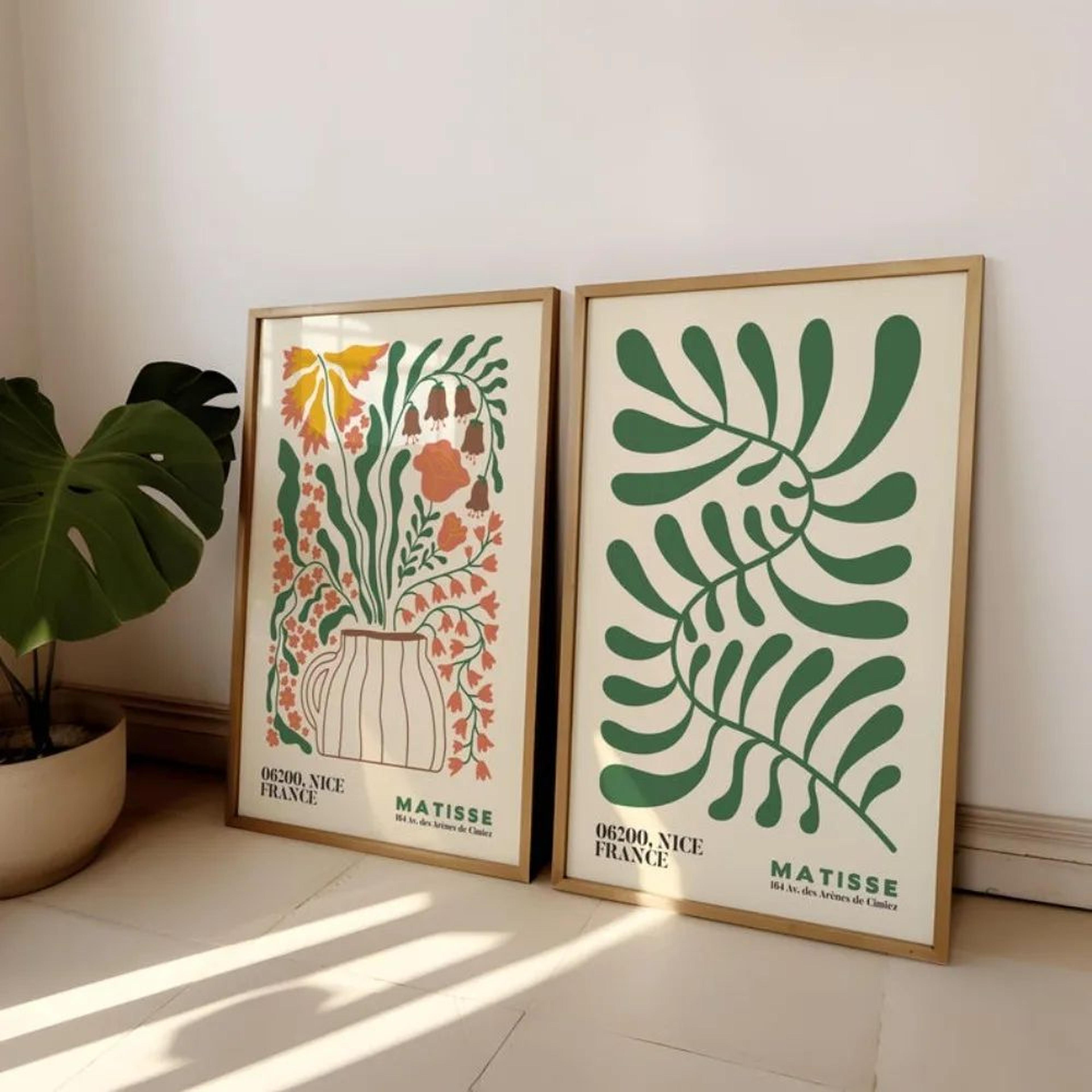 matisse flower print set of 2 boho wall art for bedroom and living room