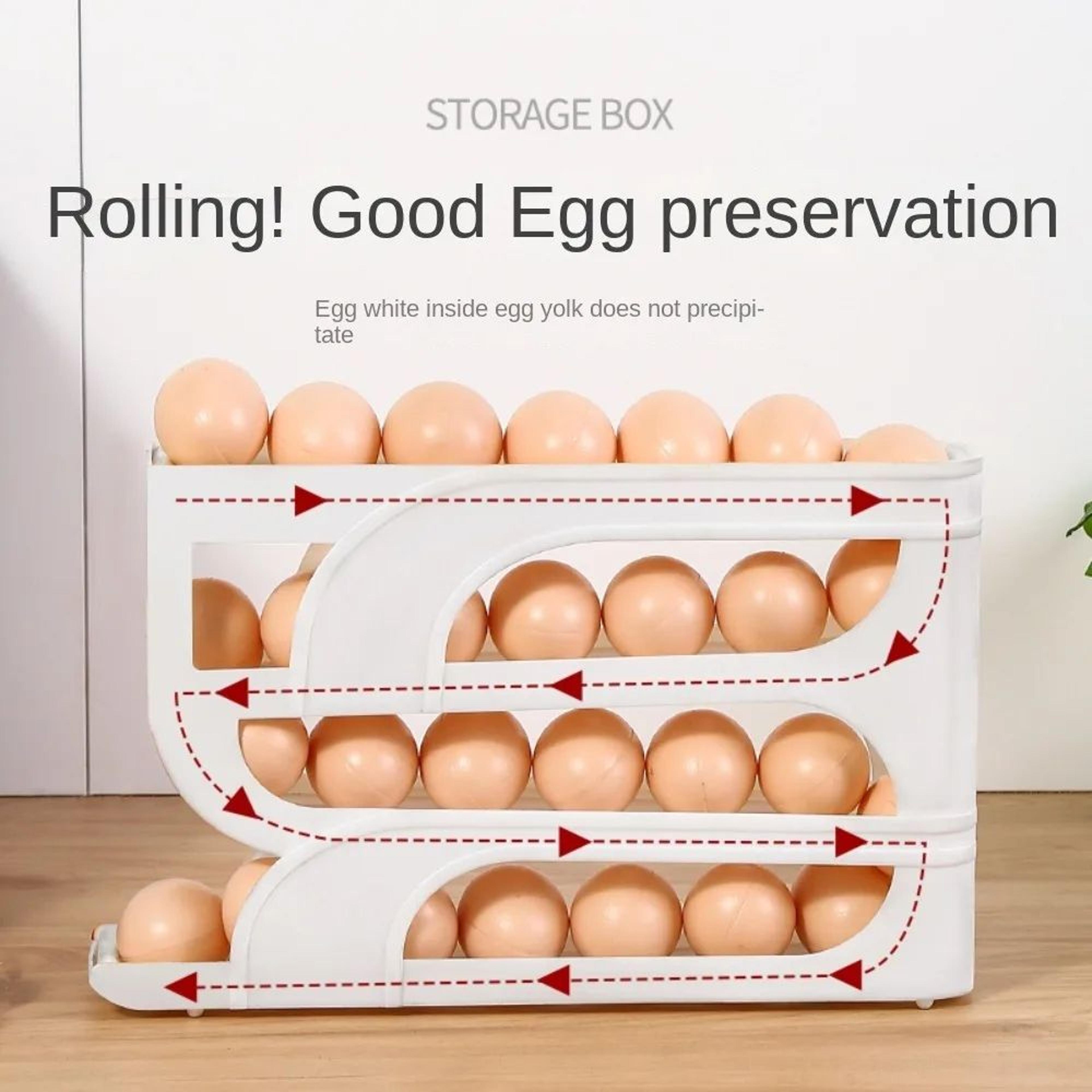 rollflow automatic egg organizer rack for refrigerator