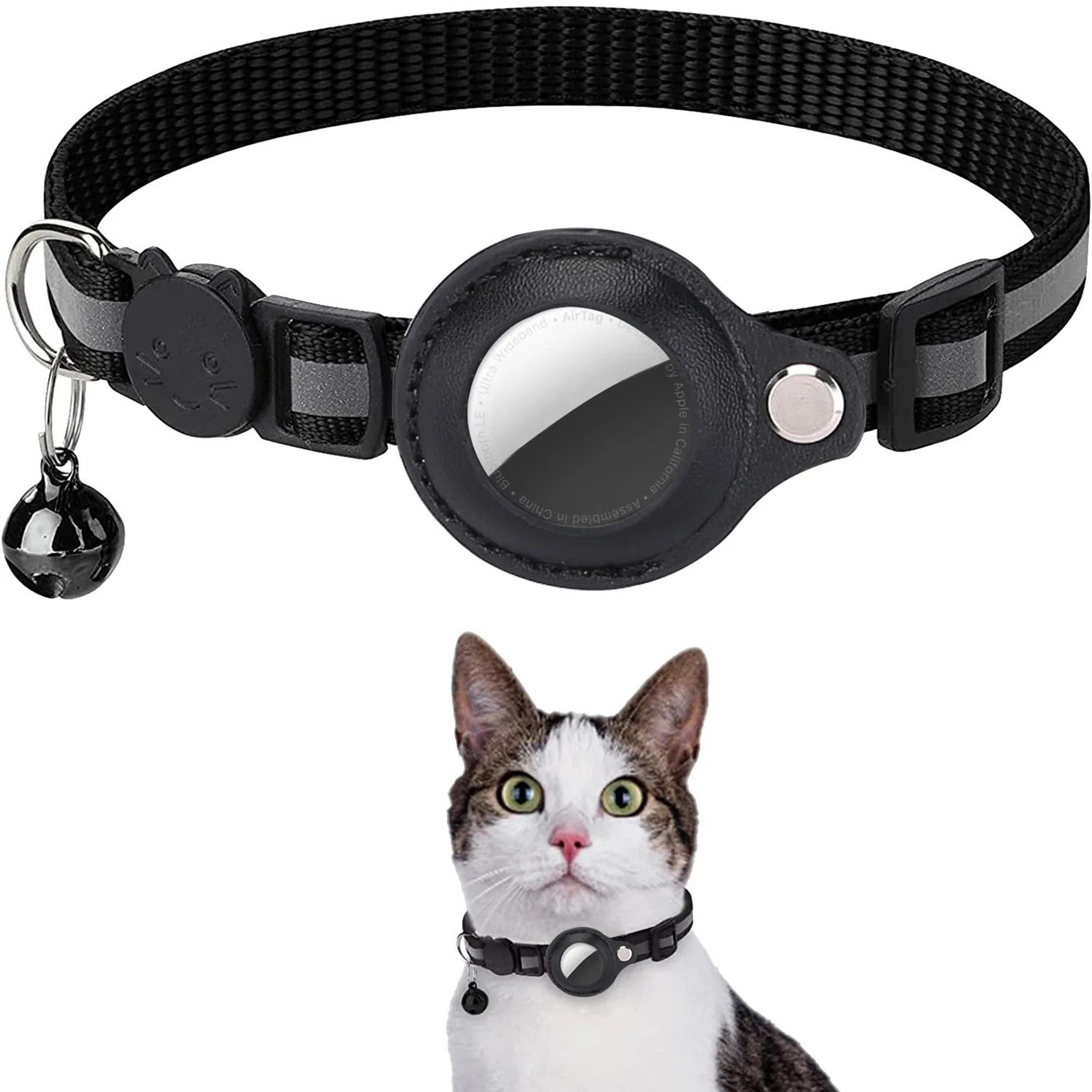 safetrack reflective airtag cat collar with waterproof holder & breakaway safety buckle