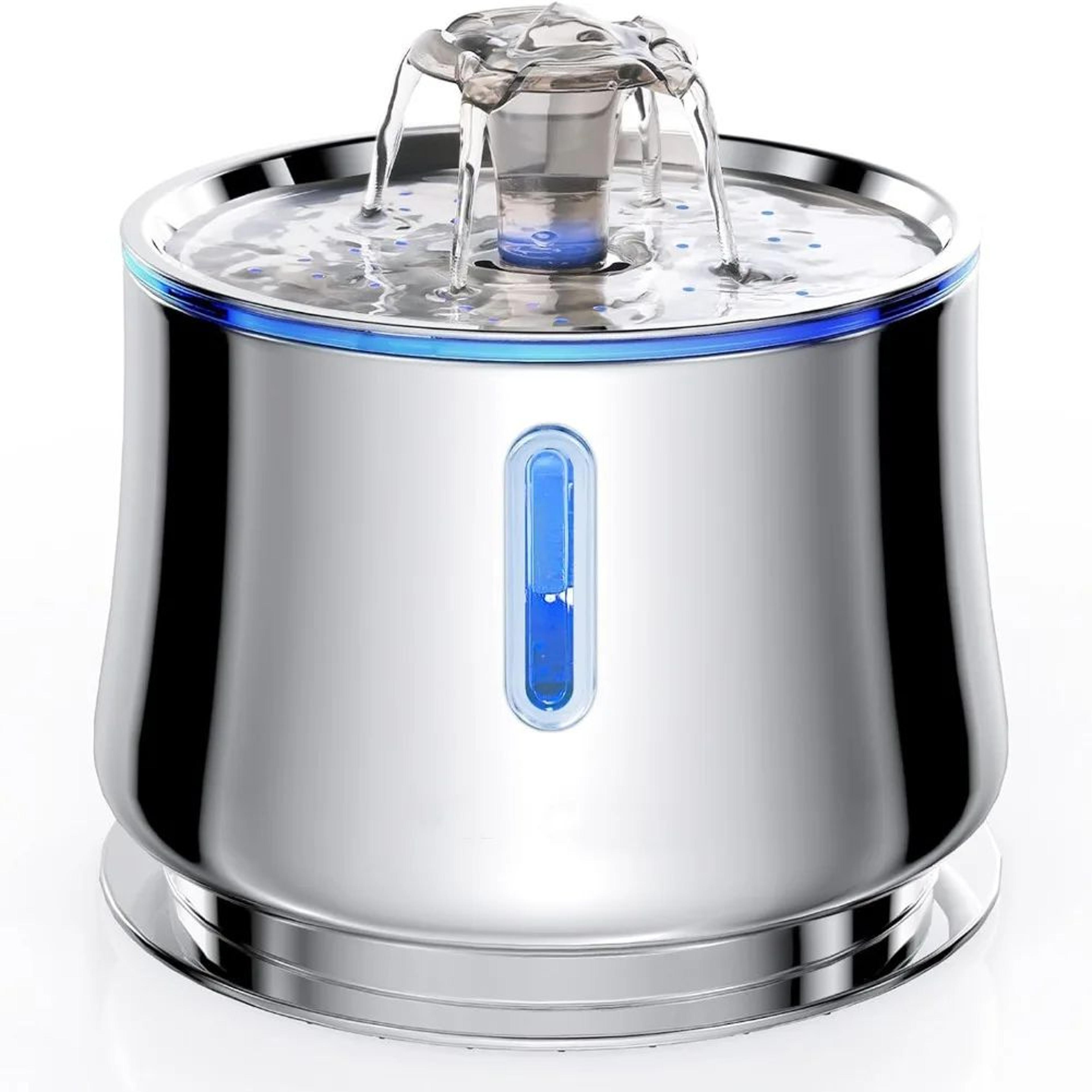 pureflow stainless steel cat water fountain 2.5l with water level window