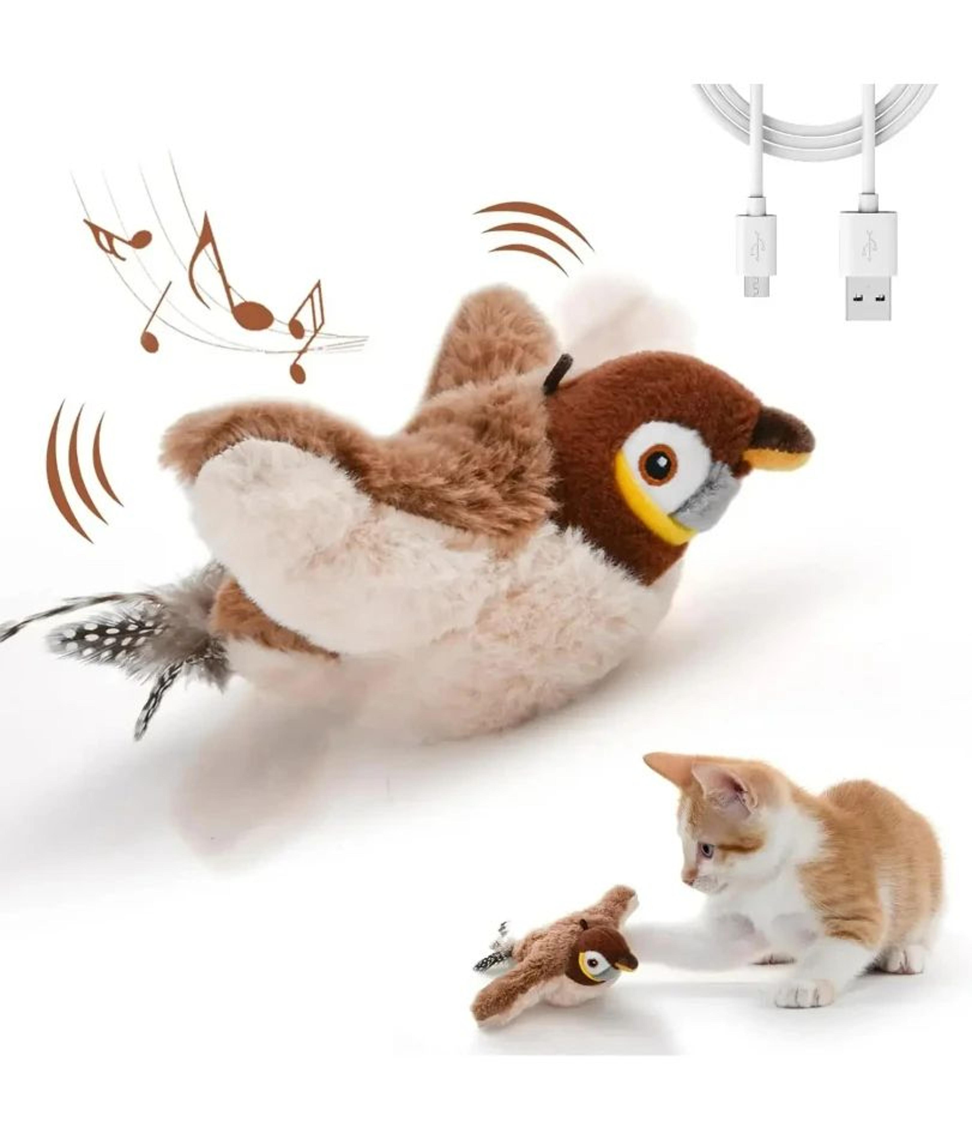 chirpywing rechargeable flapping bird interactive cat toy