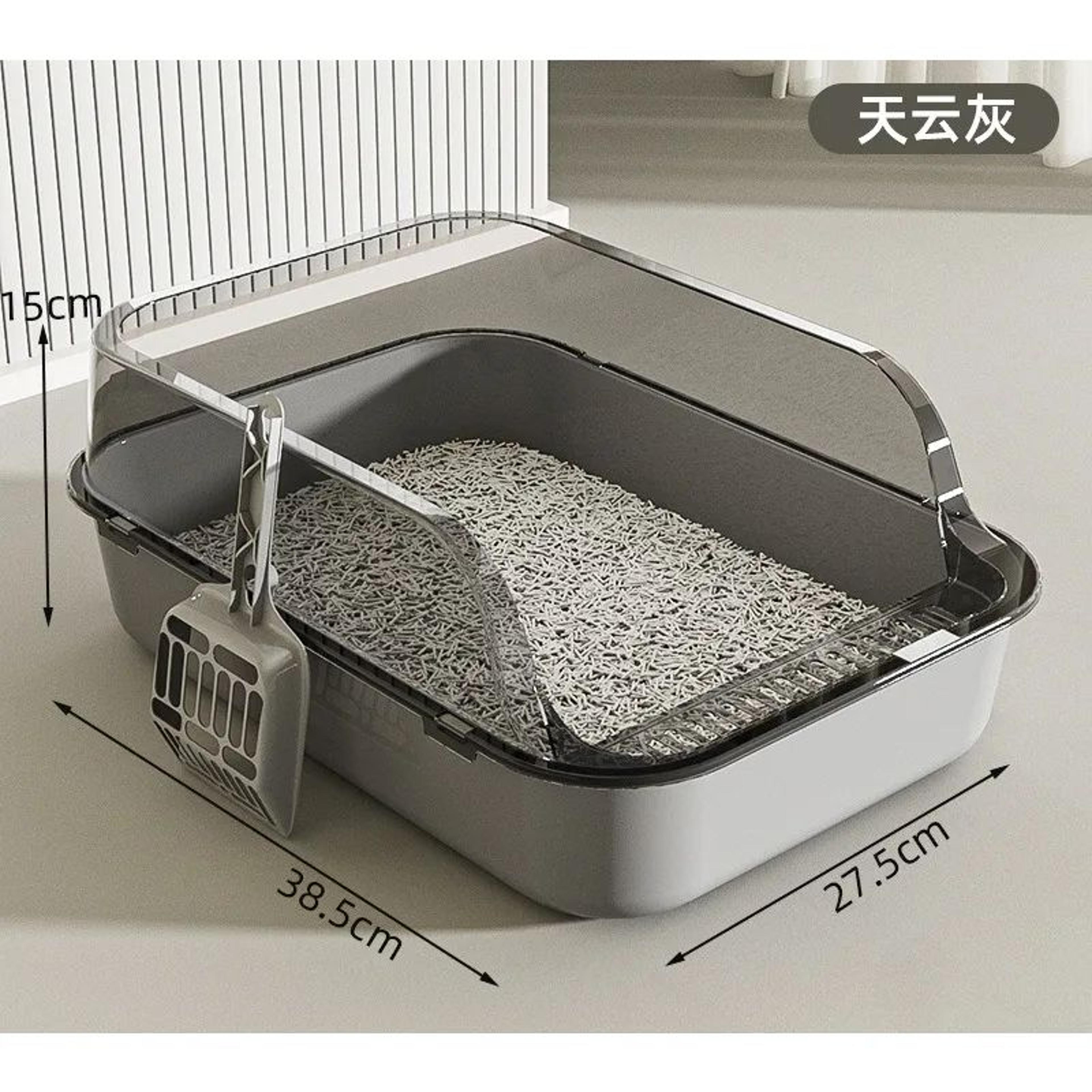 pawfresh covered cat litter box with scoop – anti tracking litter box for odor control & easy cleaning