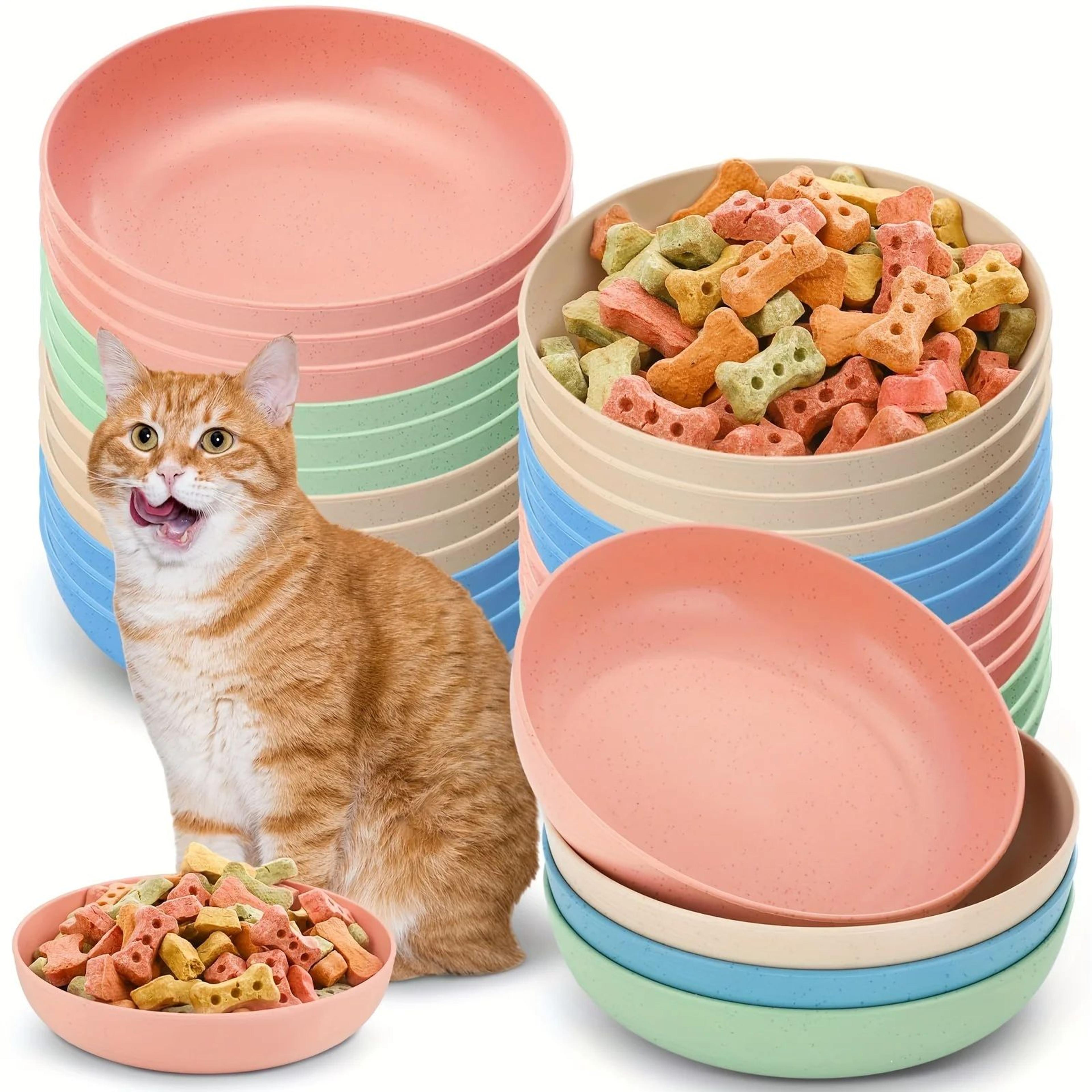 whisker-friendly shallow cat feeding bowl set – 4-piece non-slip cat food bowls for kittens & small cats